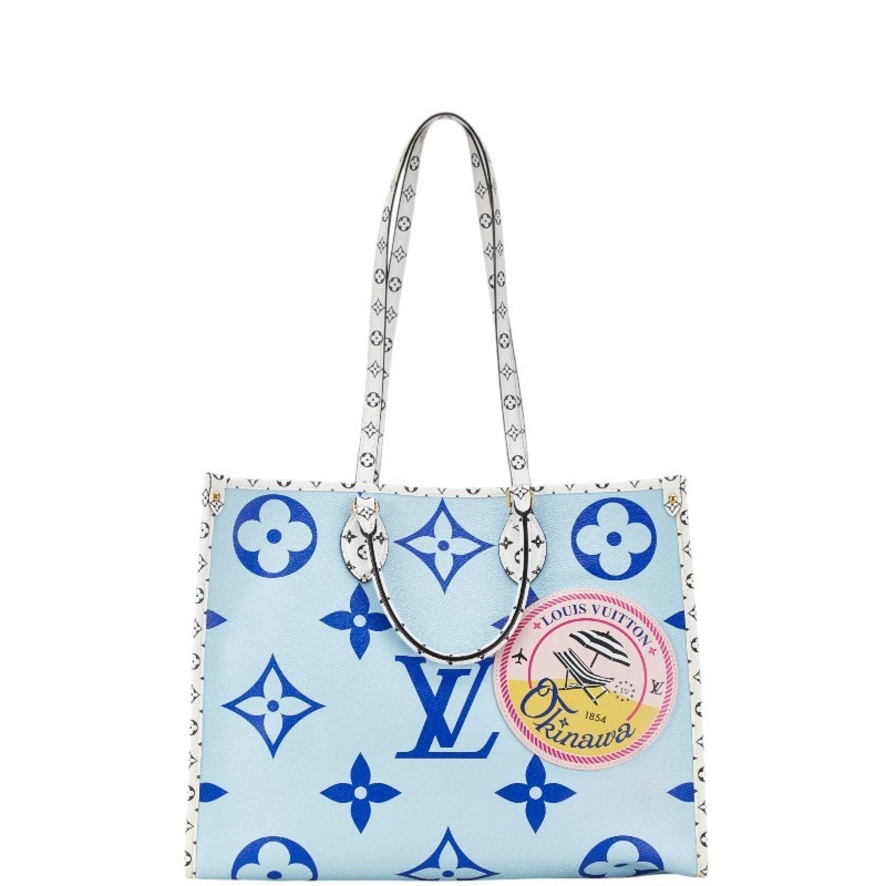 Louis Vuitton Monogram Giant Resort Hawaii On the Go GM Limited Tote Bag Blue White PVC