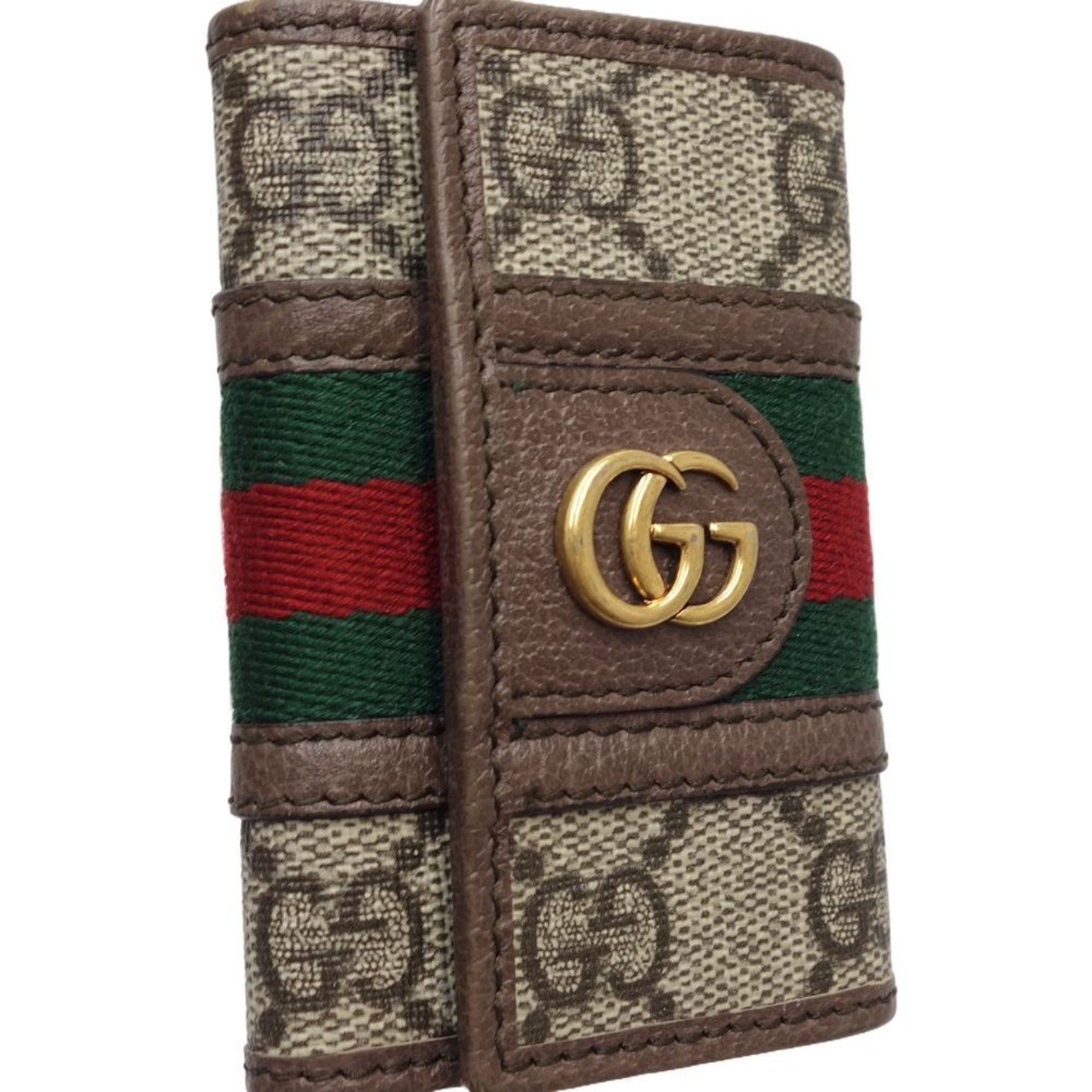 GUCCI Key Case GG Supreme Ophidia Canvas x Leather Beige Brown