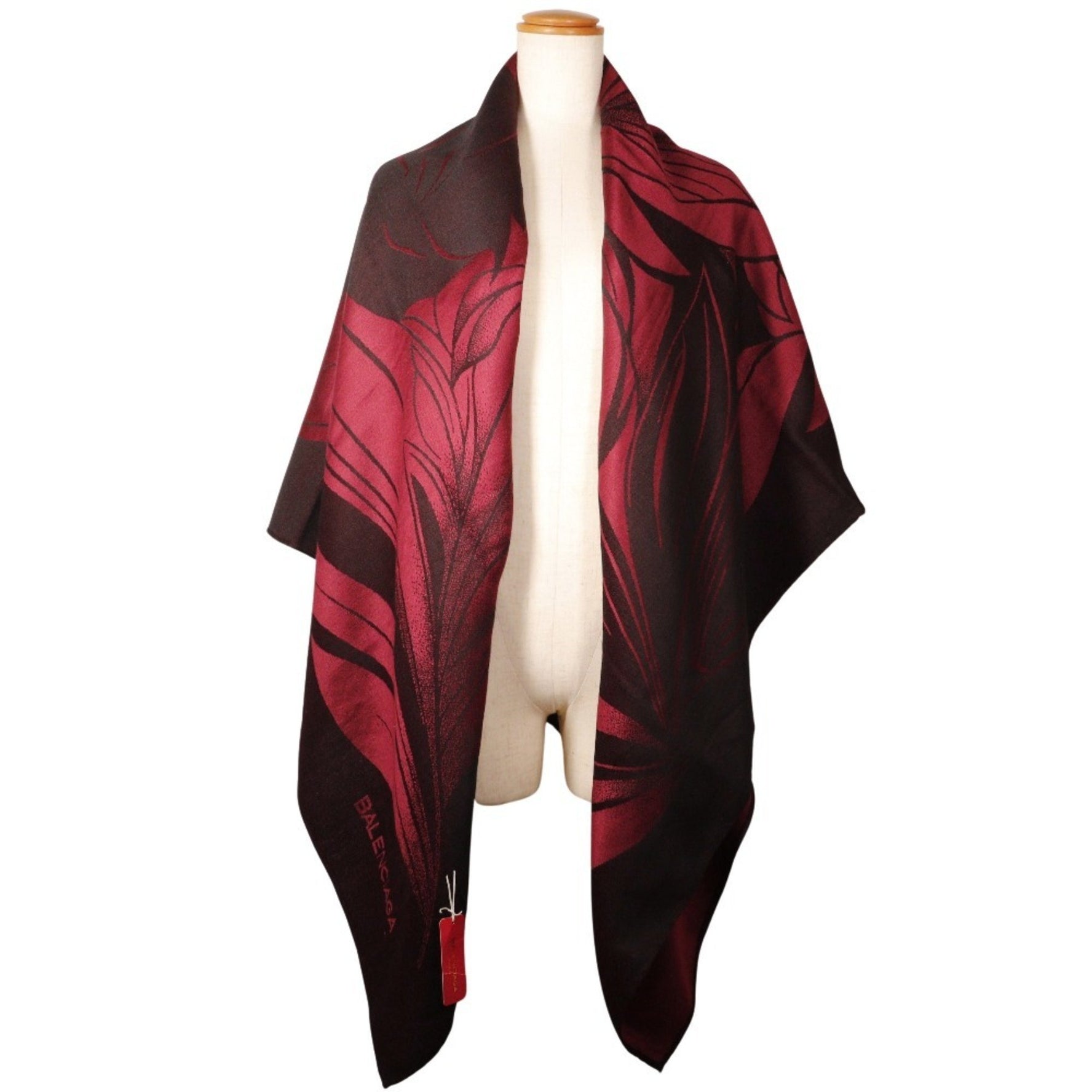 BALENCIAGA Stole Silk x Wool Bordeaux Stall