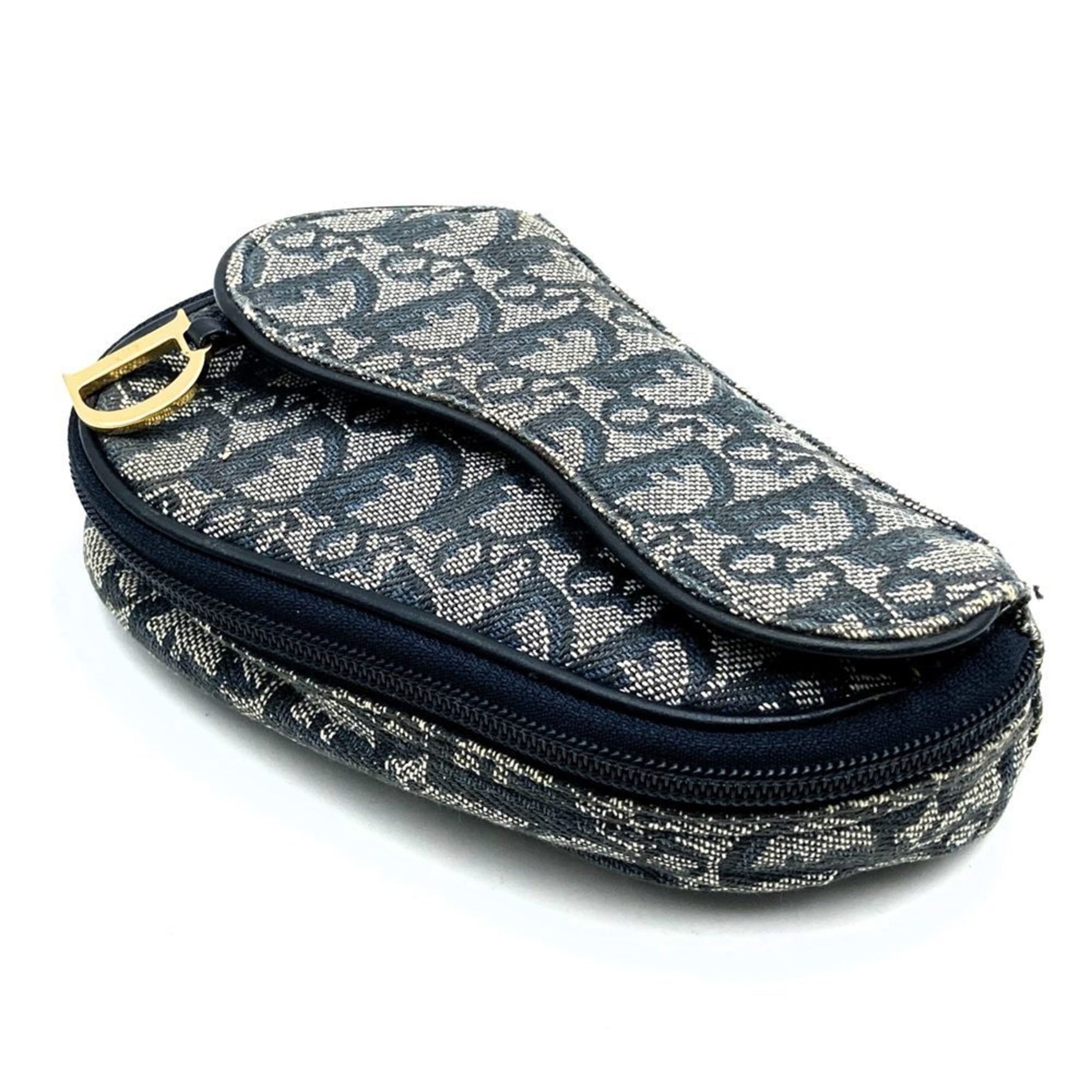 Christian Dior Dior Pouch Blue Canvas Trotter Saddle
