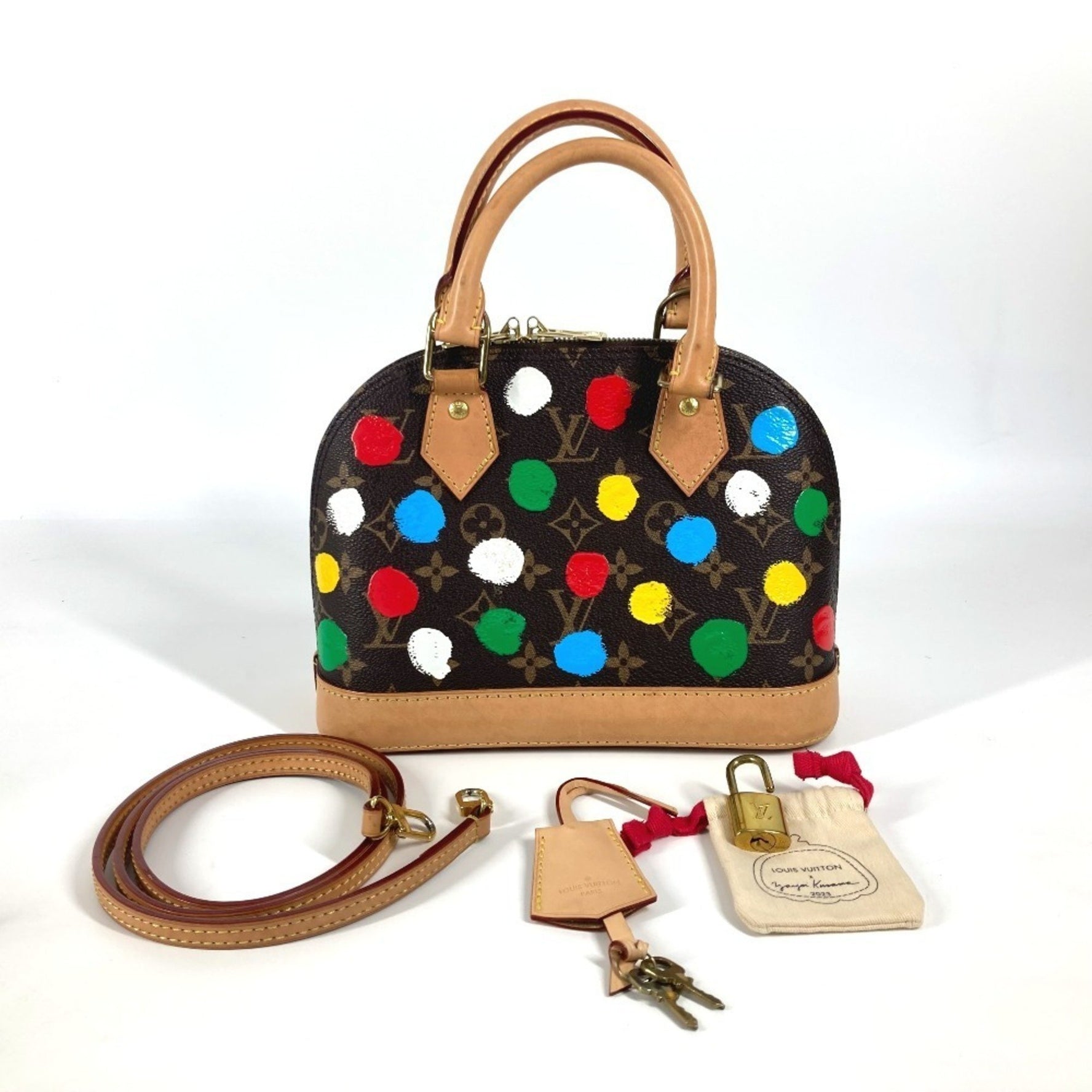 Louis Vuitton Monogram Painted Dot Yayoi Kusama LV x YK Alma BB Bag Shoulder Crossbody Handbag Canvas Brown