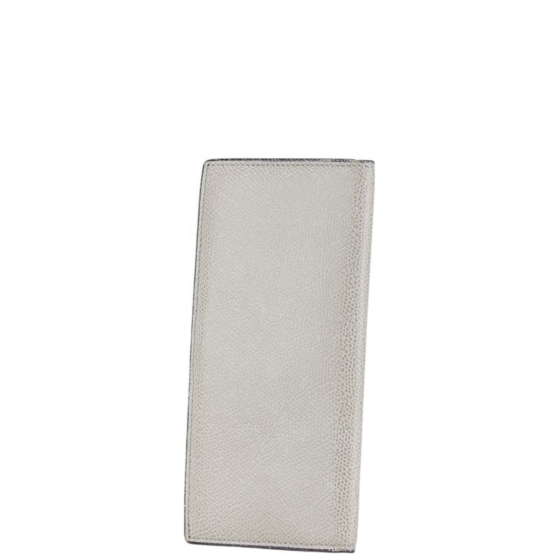 Valextra Vertical 12 Card Long Wallet Billfold Grey Leather