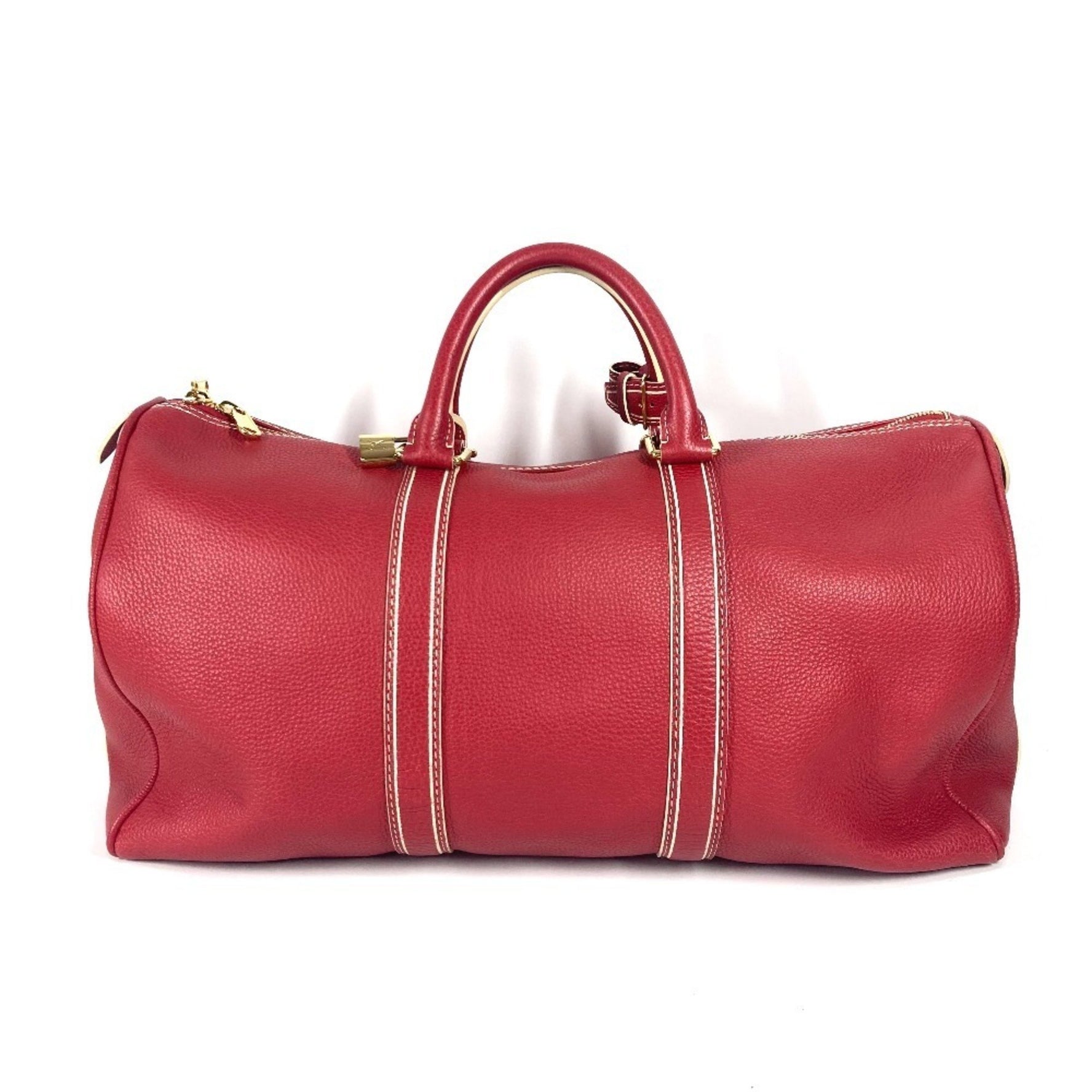 Louis Vuitton Tobaco Keepall 50 Travel Bag Boston Leather Men's Red