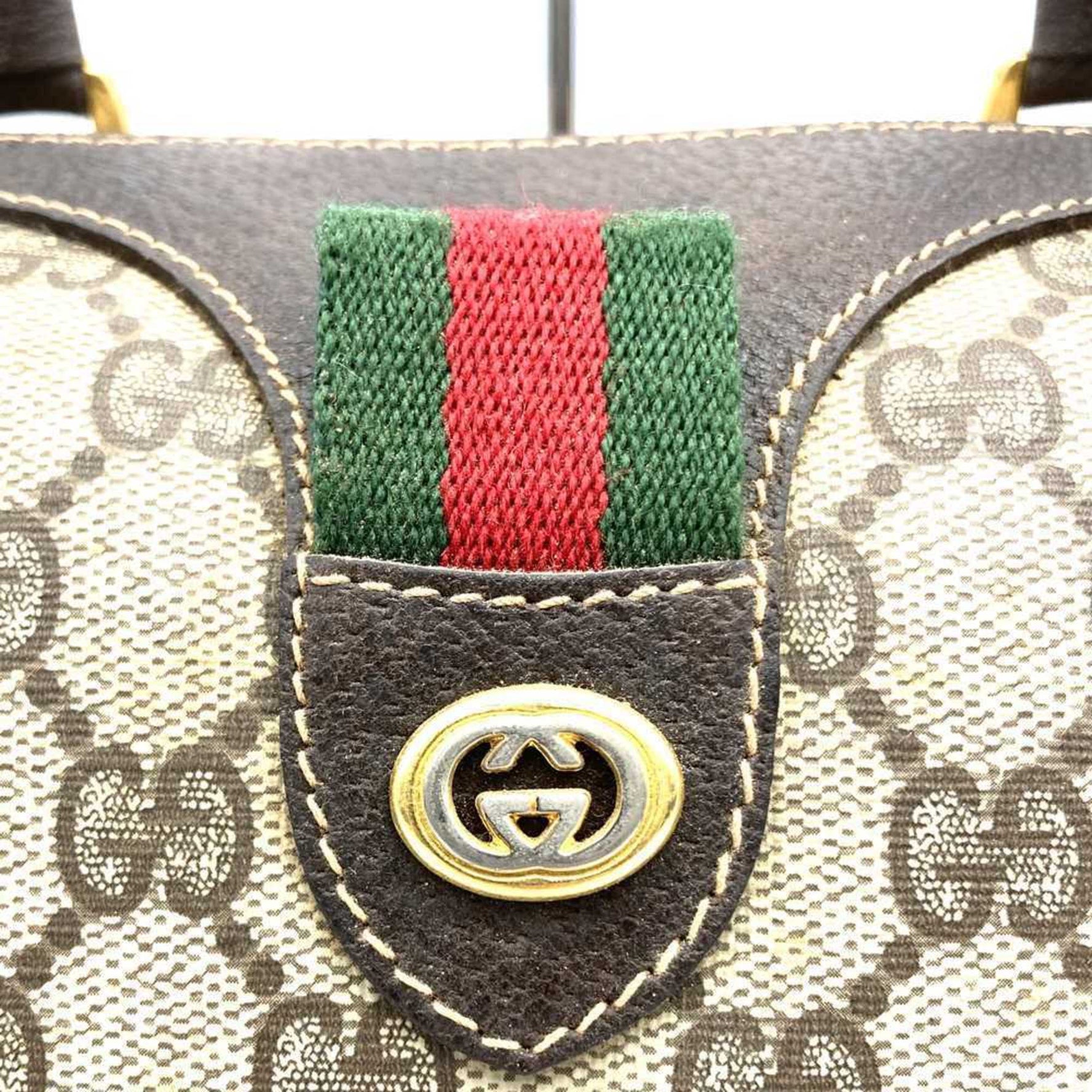 GUCCI 40 02 Boston Bag Handbag GG Supreme Leather Men's Vintage