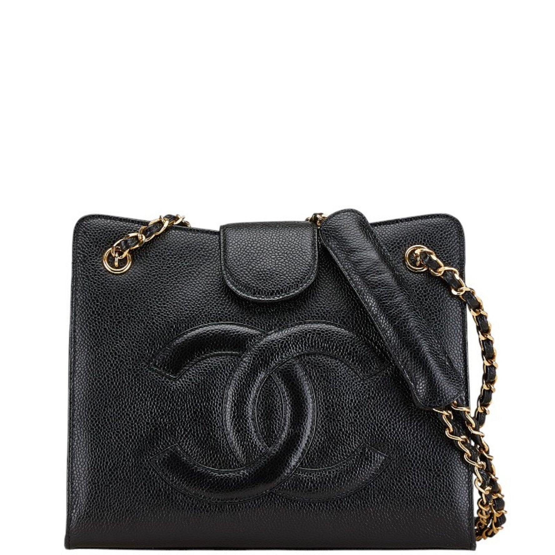 Chanel Coco Mark Chain Shoulder Bag Tote Caviar Skin