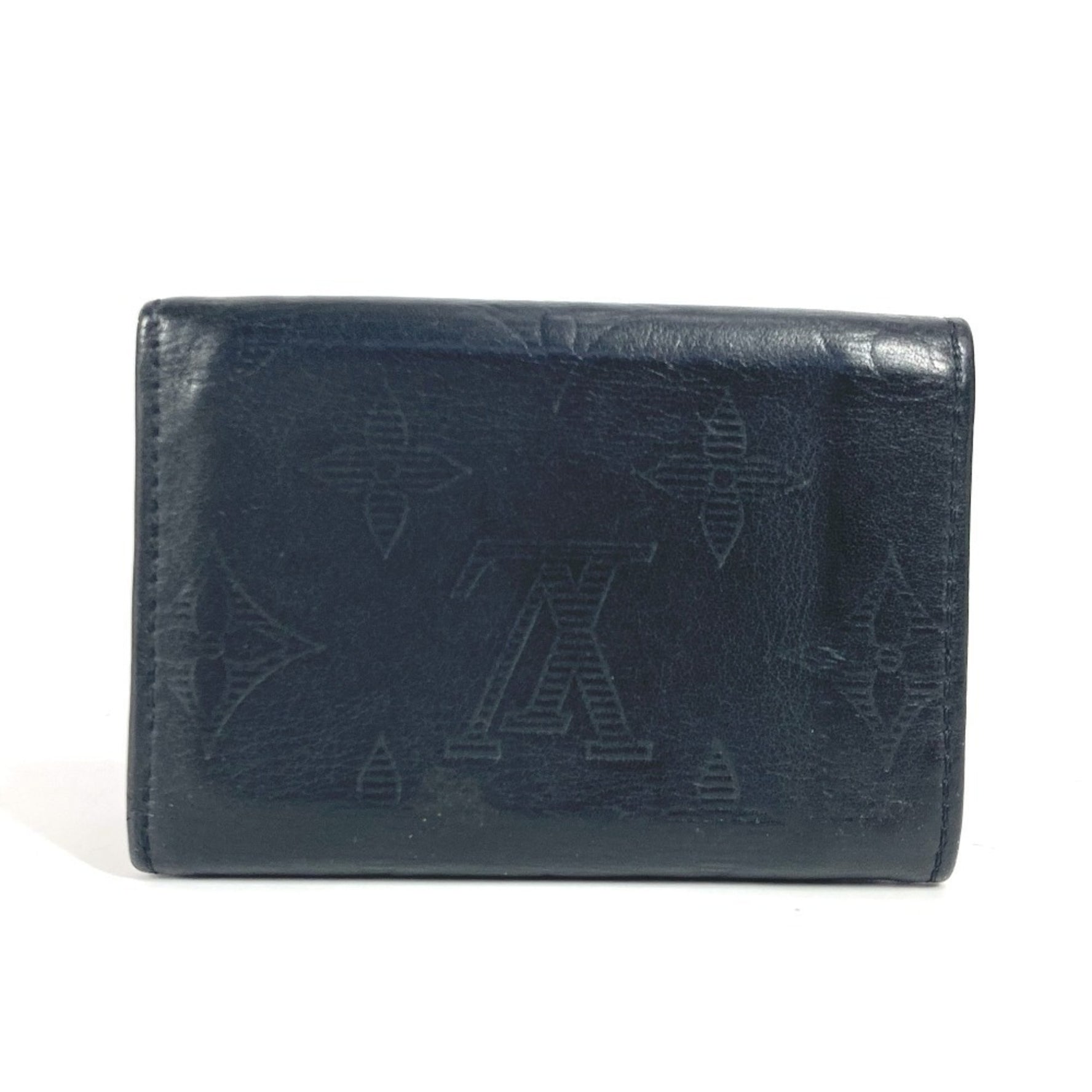 Louis Vuitton Monogram Shadow Discovery Compact Wallet Tri-fold Leather Men's Noir Black