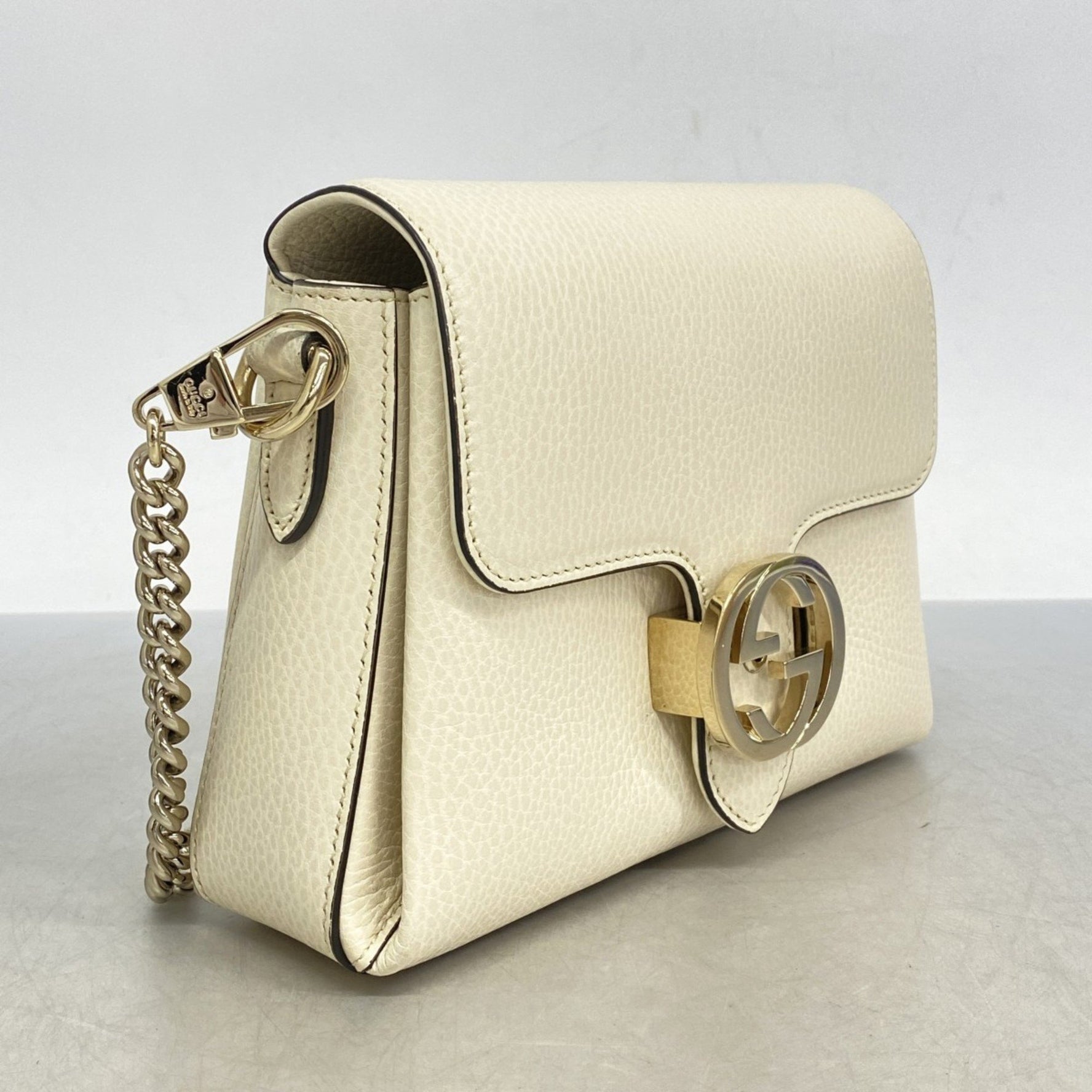 Gucci Interlocking G Shoulder Bag Leather Champagne