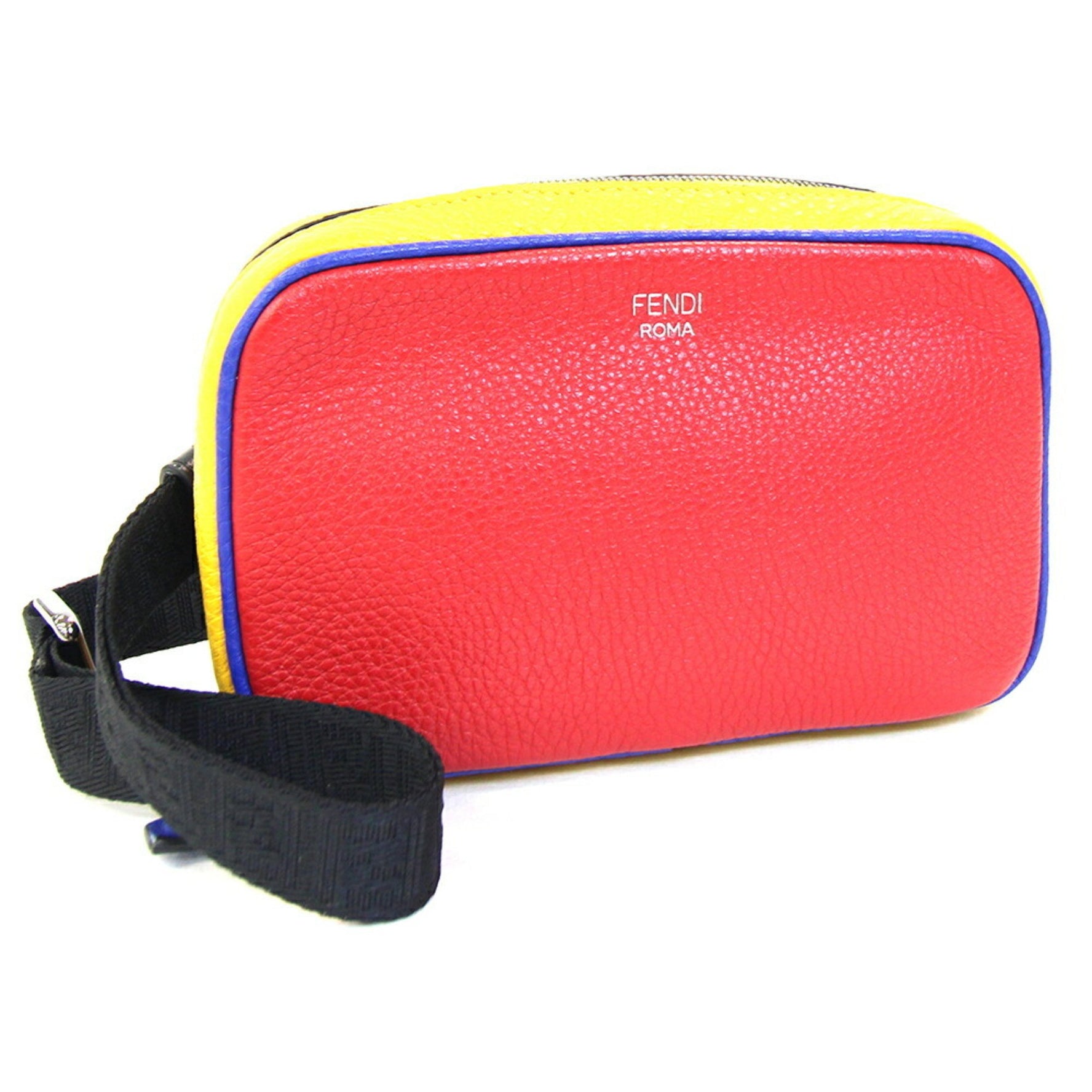 FENDI Shoulder Bag Red Yellow Blue Leather Pochette Women Men