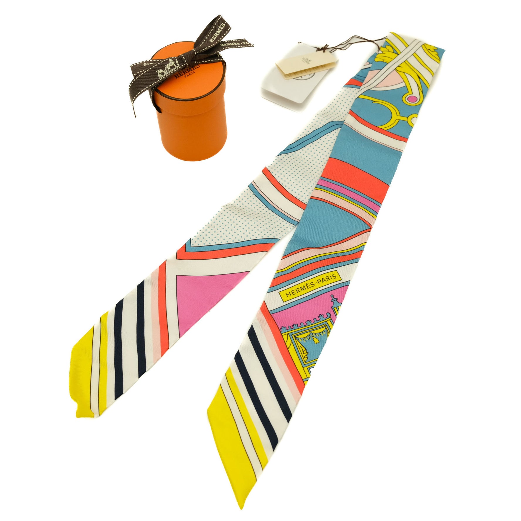 HERMES Scarf/Muffler Twilly George Washington's Carriage Detail Silk 2019