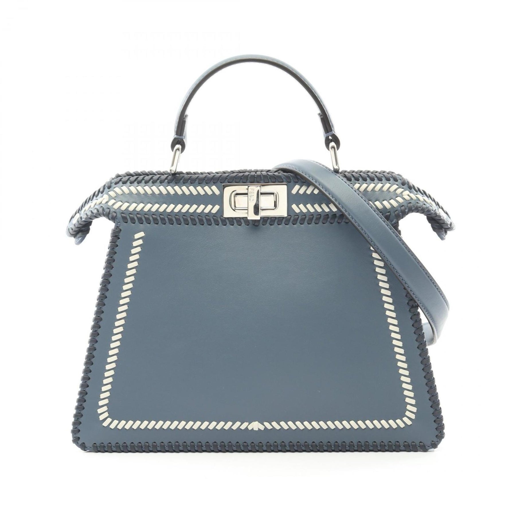 Fendi Peekaboo I See You Small Handbag Leather Bag Blue White Navy