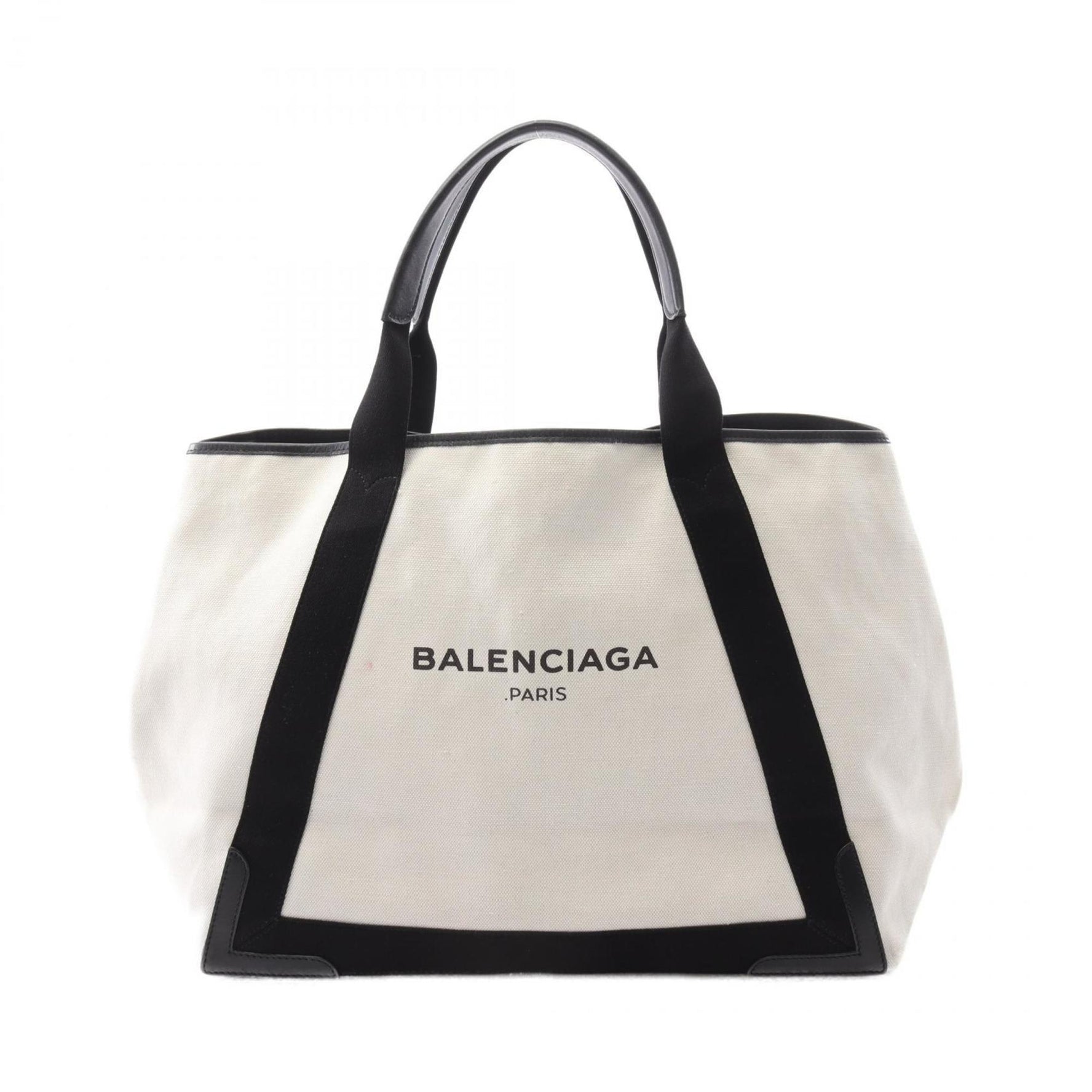 Balenciaga Navy Cabas Medium Tote Bag, Canvas and Leather, White/Black