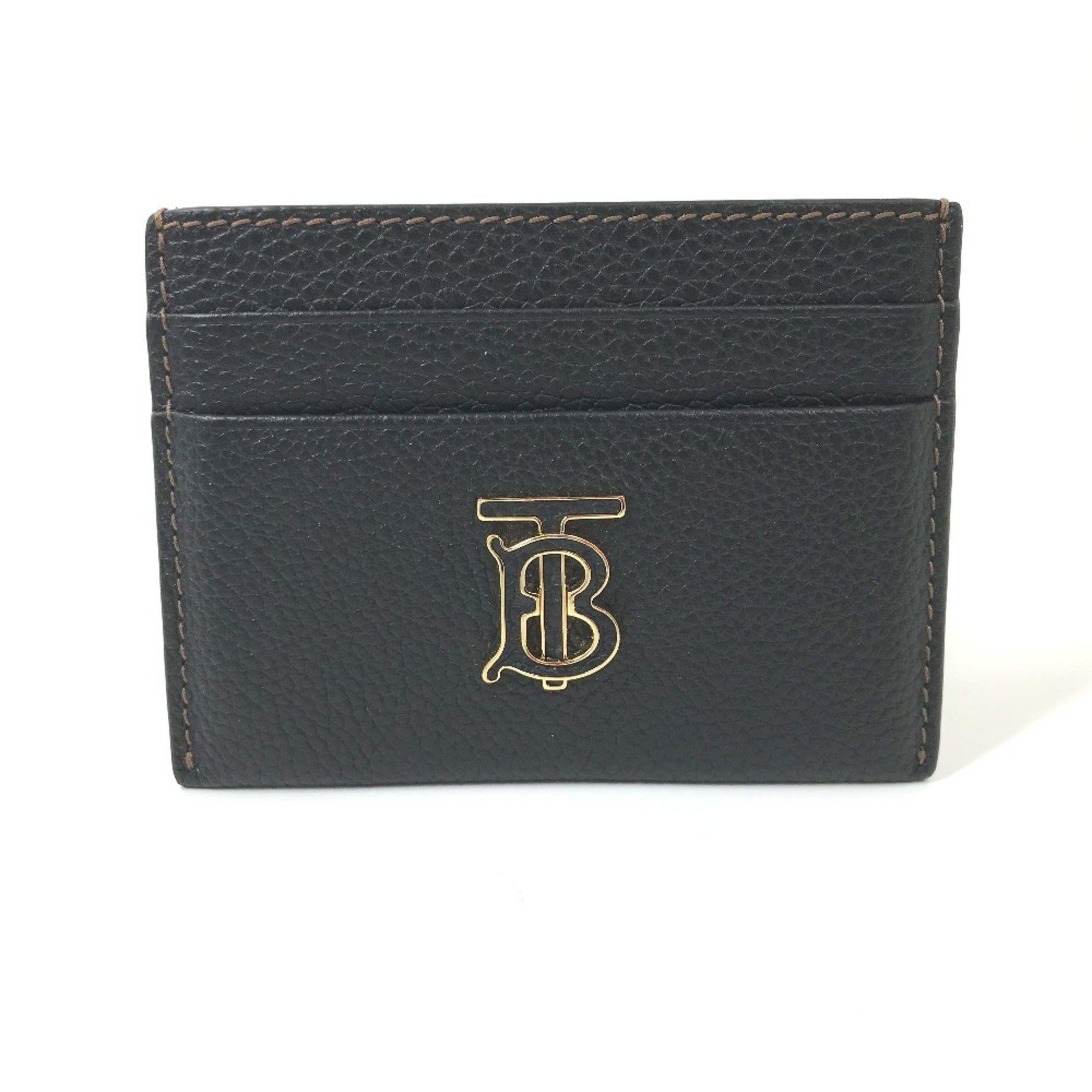 BURBERRY TB Business Card Holder Pass Case Holder/Card Leather