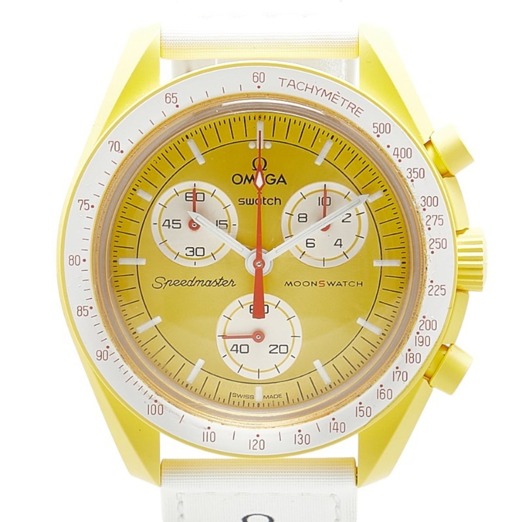 OMEGA x Swatch Moon Mission to the Sun Watch Quartz Yellow Dial Ceramic Nylon