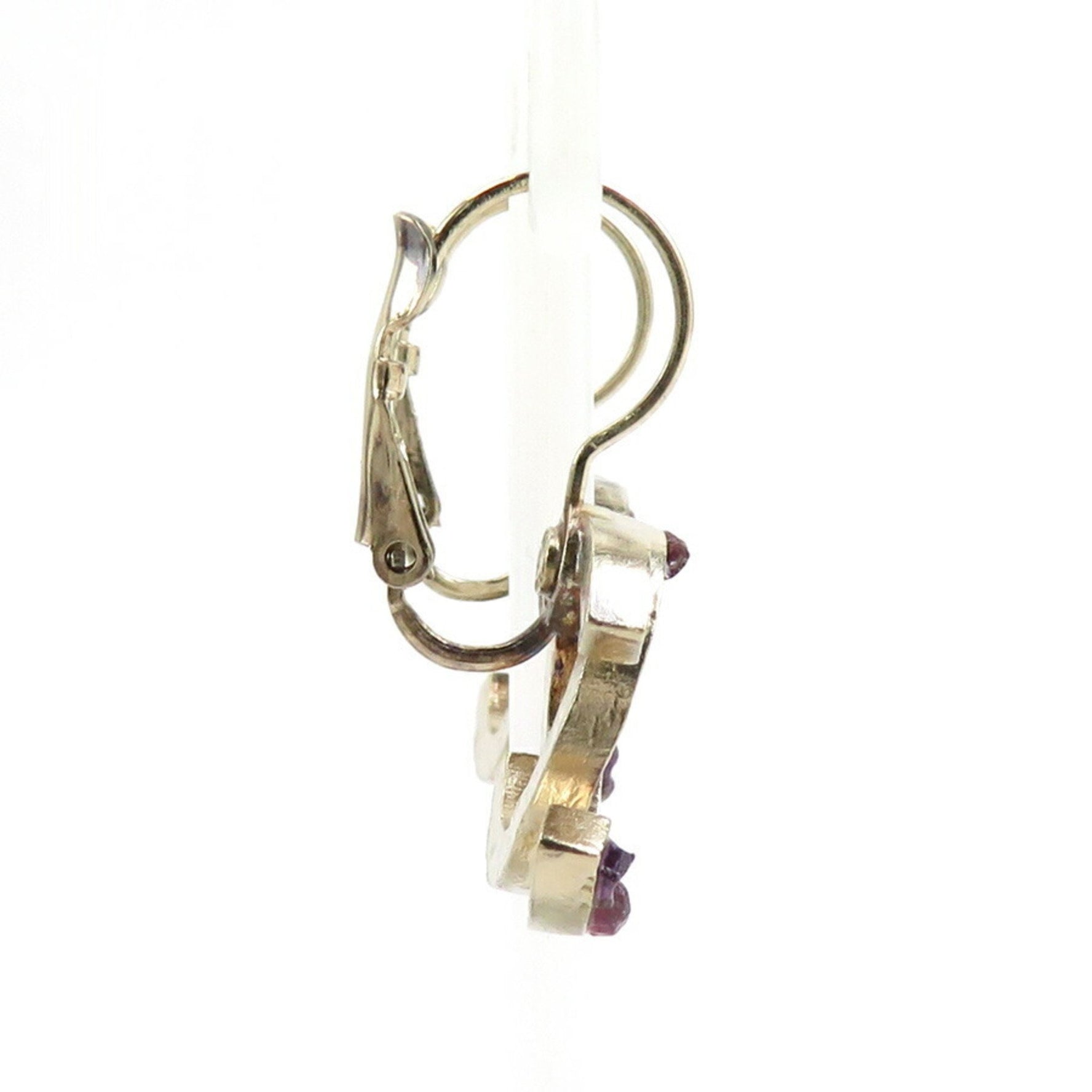 CHANEL Coco Mark Metal Stone Earrings in Gold and Purple