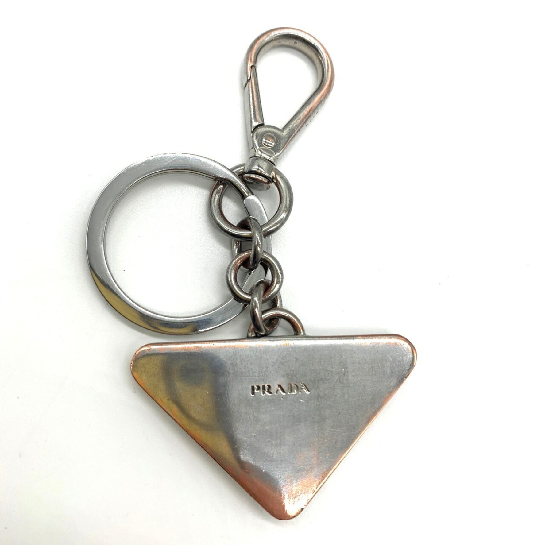 Prada Key Ring Holder Saffiano Men's Triangle 053