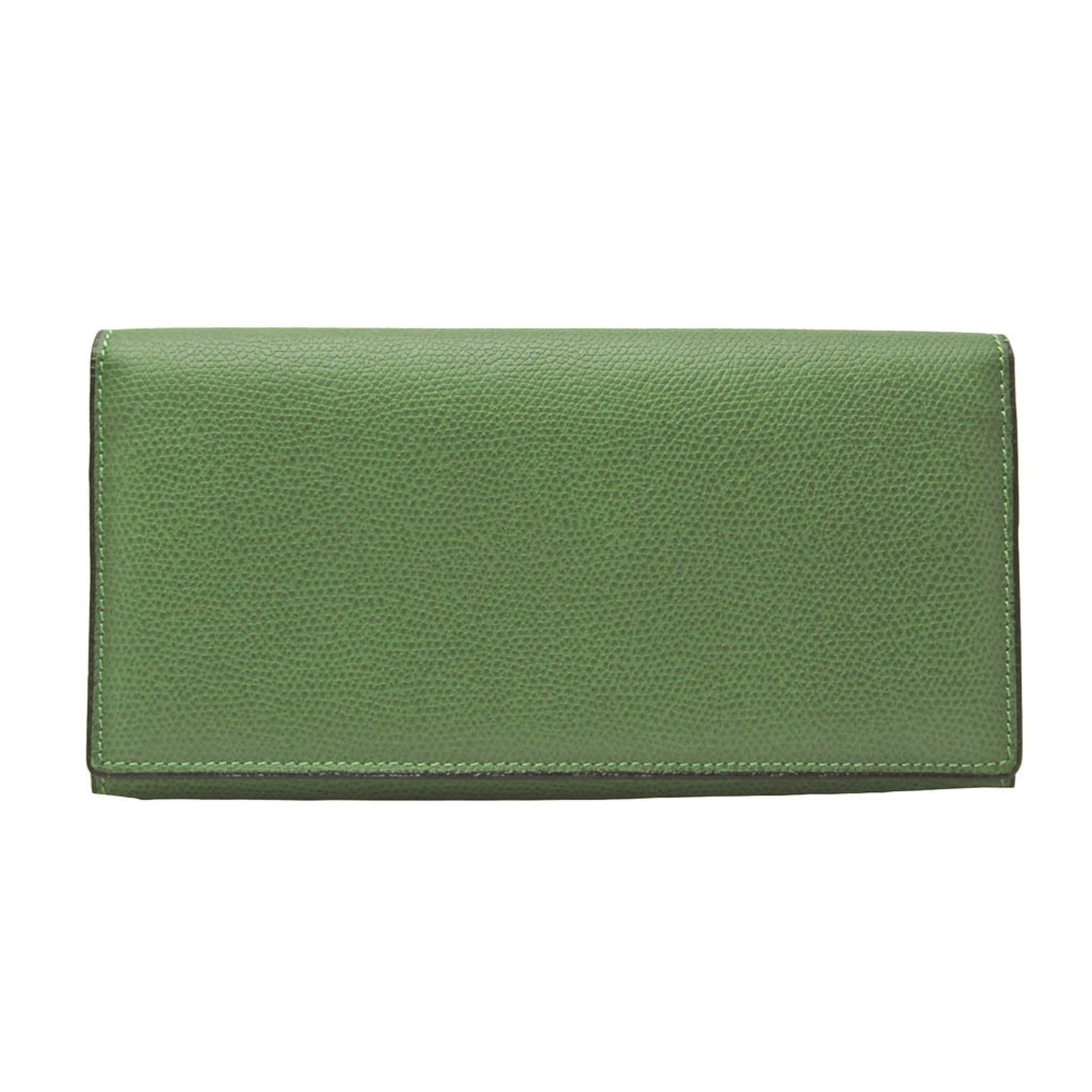 Valextra V9L13 Women's  Calfskin Long Wallet (bi-fold) Green