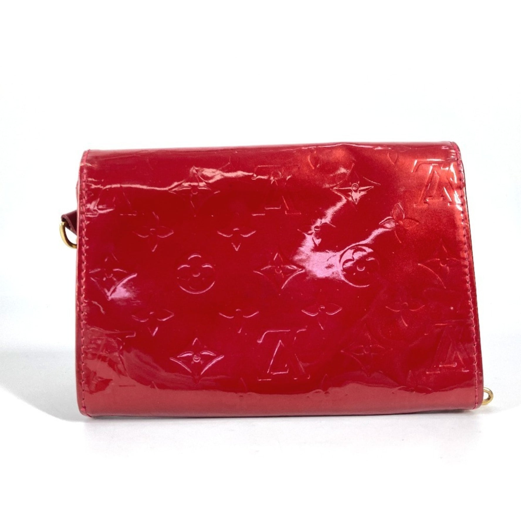 Louis Vuitton Monogram Vernis Belair Pochette Crossbody Bag Chain Wallet Long Shoulder Men's Pomme d'Amour Red
