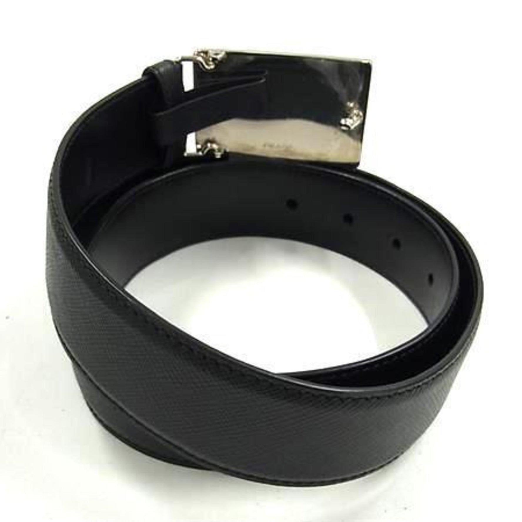PRADA belt square buckle black saffiano leather men's