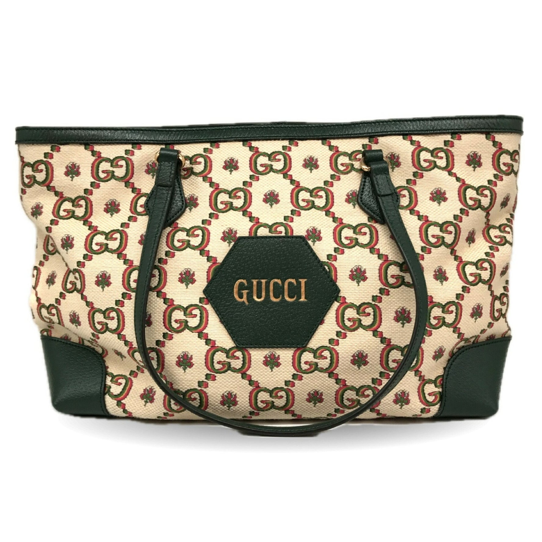 Gucci Ophidia GG Canvas Jacquard Tote Bag Leather Ladies