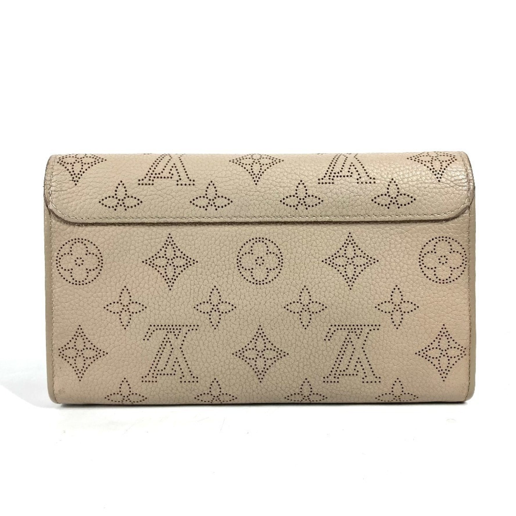 Louis Vuitton Monogram Mahina Portefeuille Iris Long Wallet Flap Leather Galle Beige