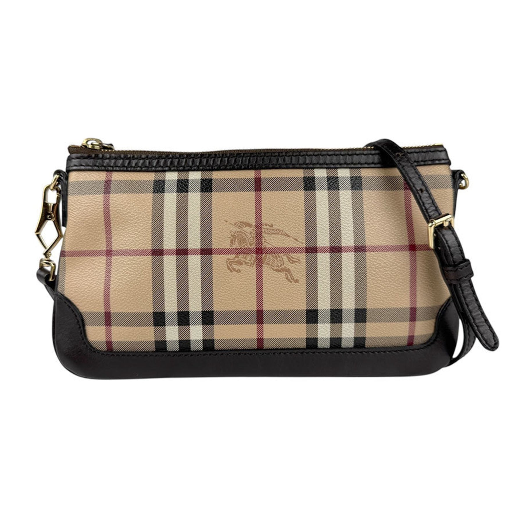 Burberry shoulder bag, coated canvas, leather, beige x brown