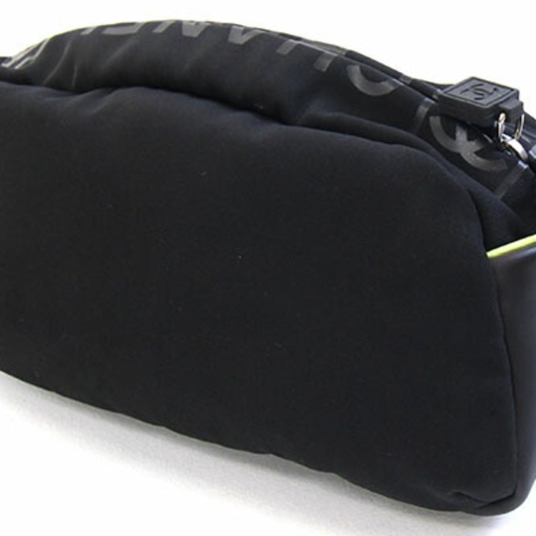 Chanel Sport Line Pouch, Black/Neo Light Green Nylon Clutch Bag/Second Bag with Coco Mark