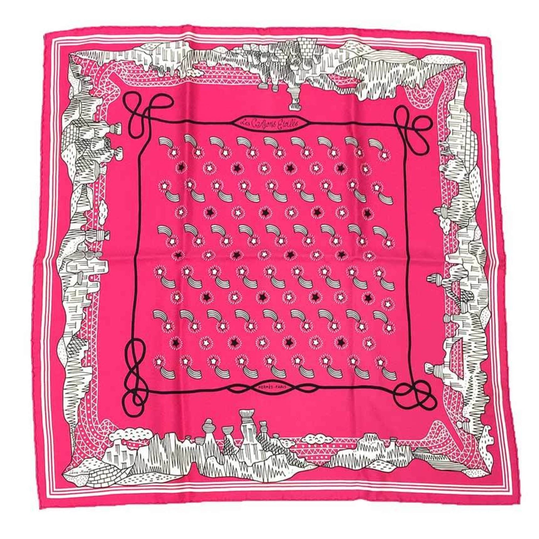 HERMES Bandana Carre 55 Les Canyons Etoiles From the canyons to stars Cruisetrain Limited pattern 100% silk