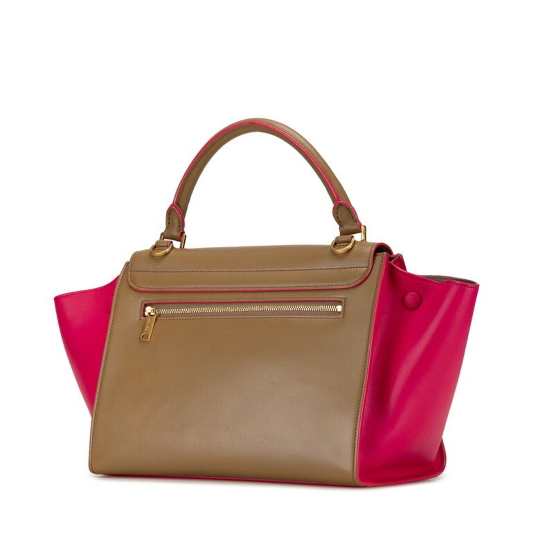 Celine Trapeze Small Handbag Shoulder Bag Beige Pink Leather