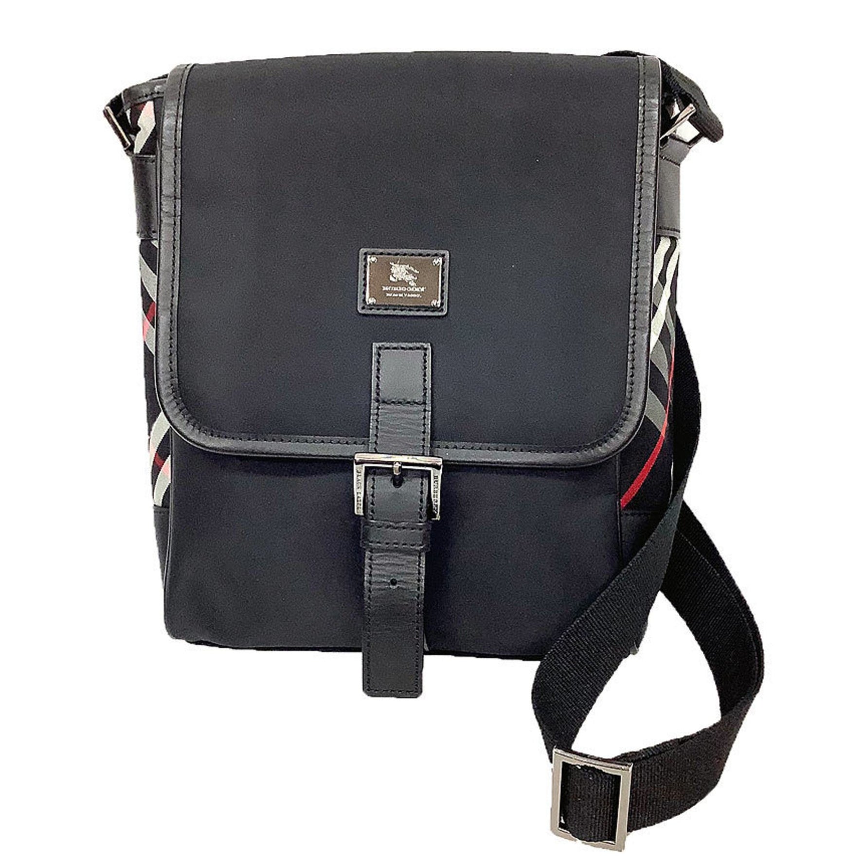 Burberry Label Shoulder Bag Crossbody Men's Nylon x Leather Check