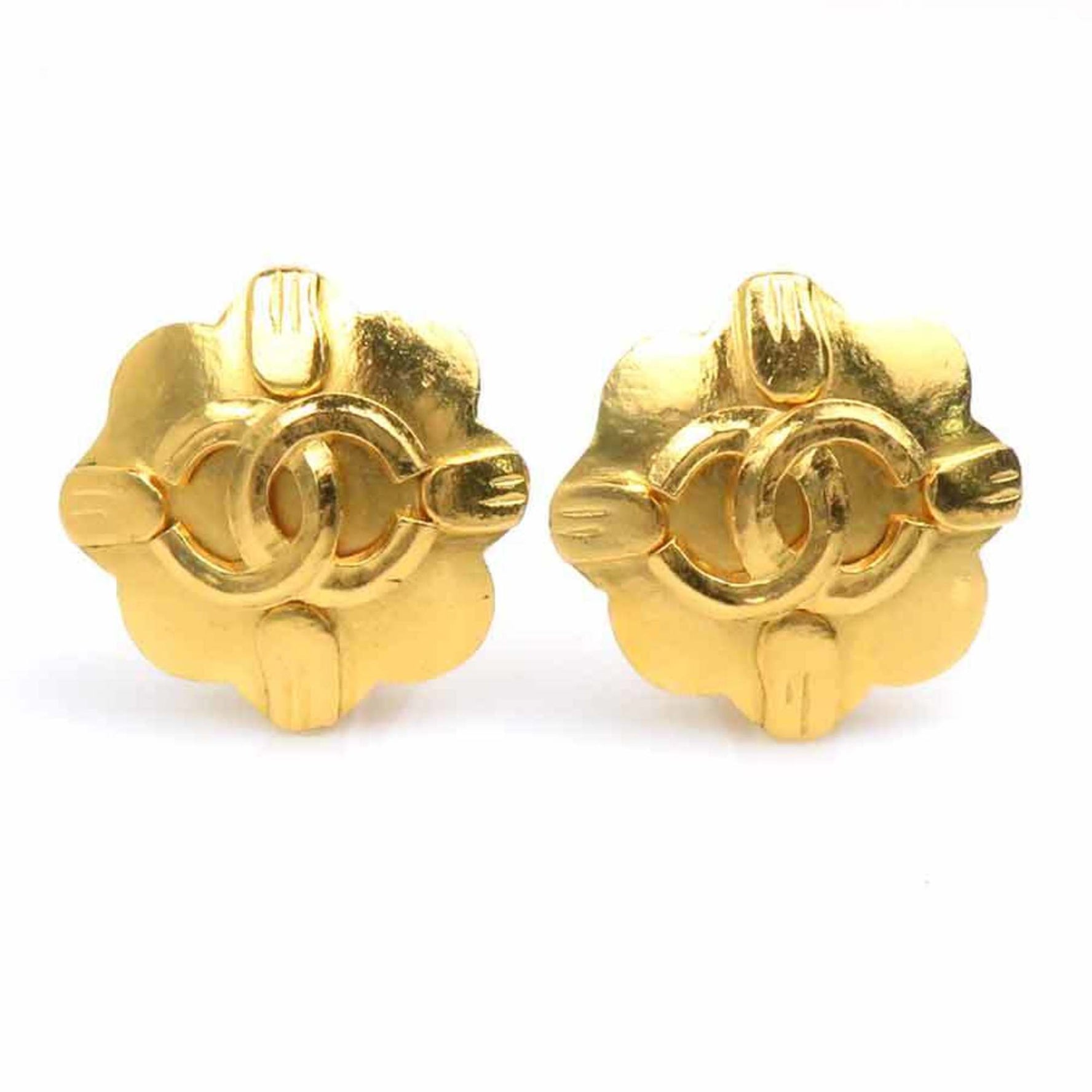 CHANEL Coco Mark Metal Earrings
