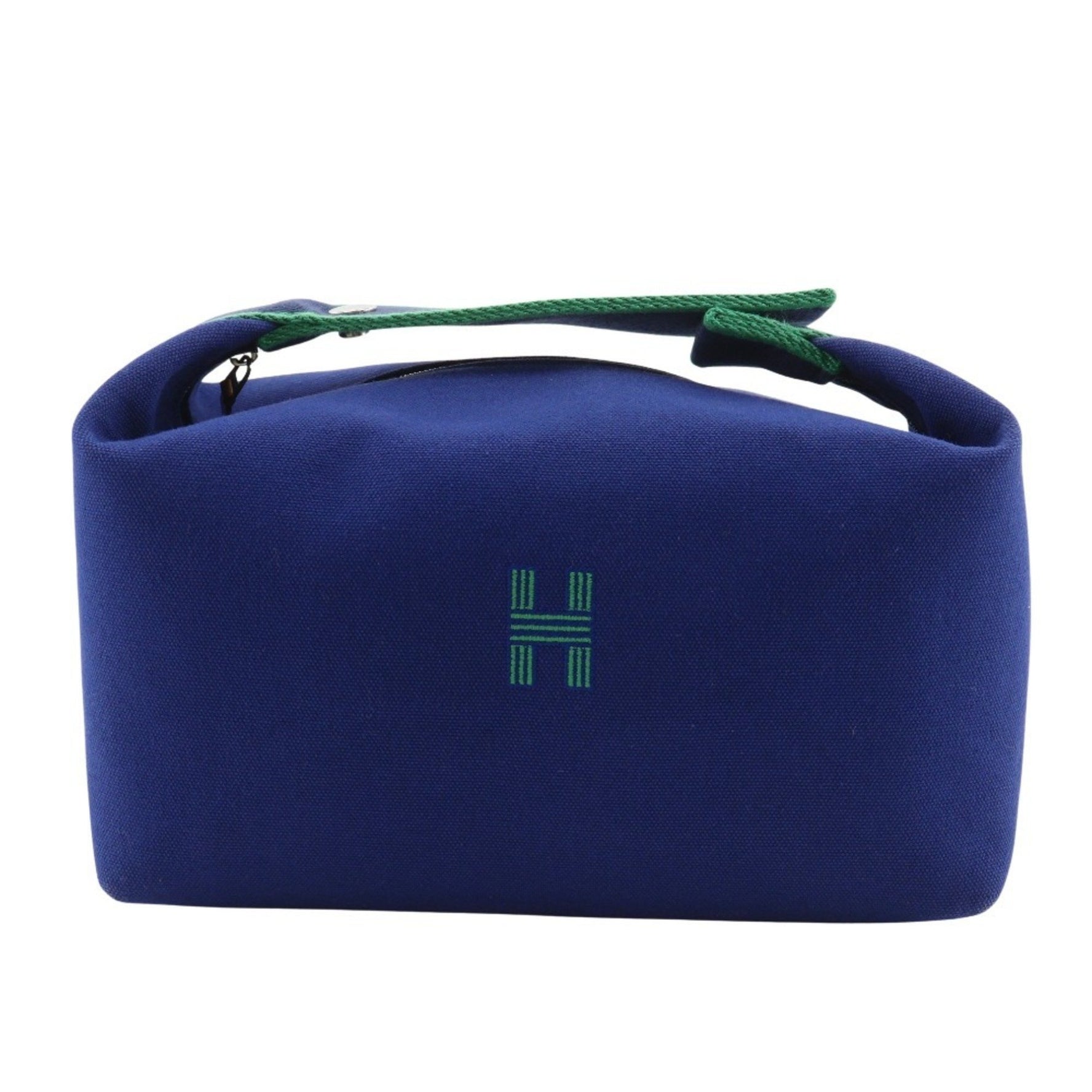 Hermes Hermès BRIDE A BLACK GM handbag in bluemarine and green canvas with zipper. Unisex.