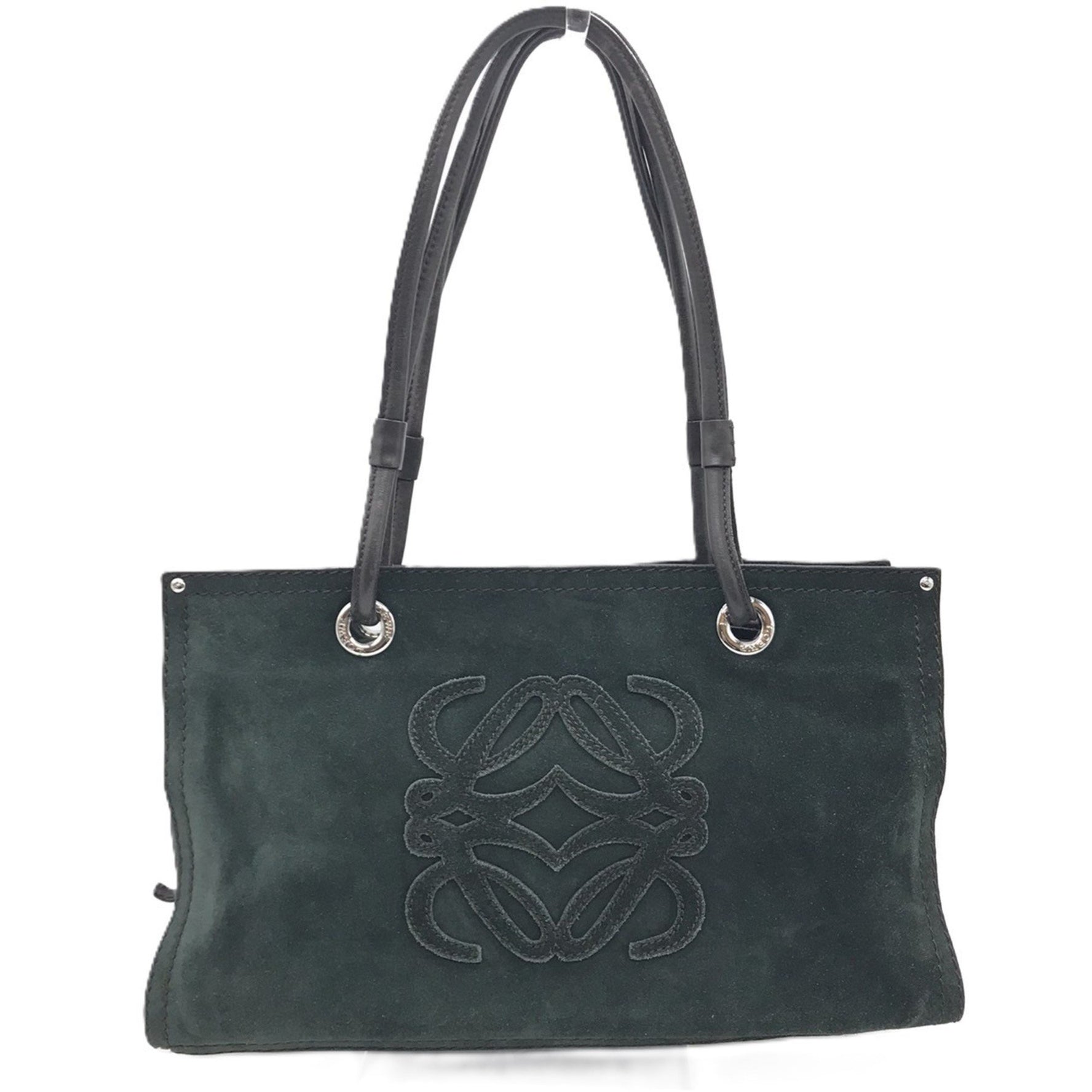 LOEWE Shopper Tote Bag Anagram Suede x Leather Khaki Green