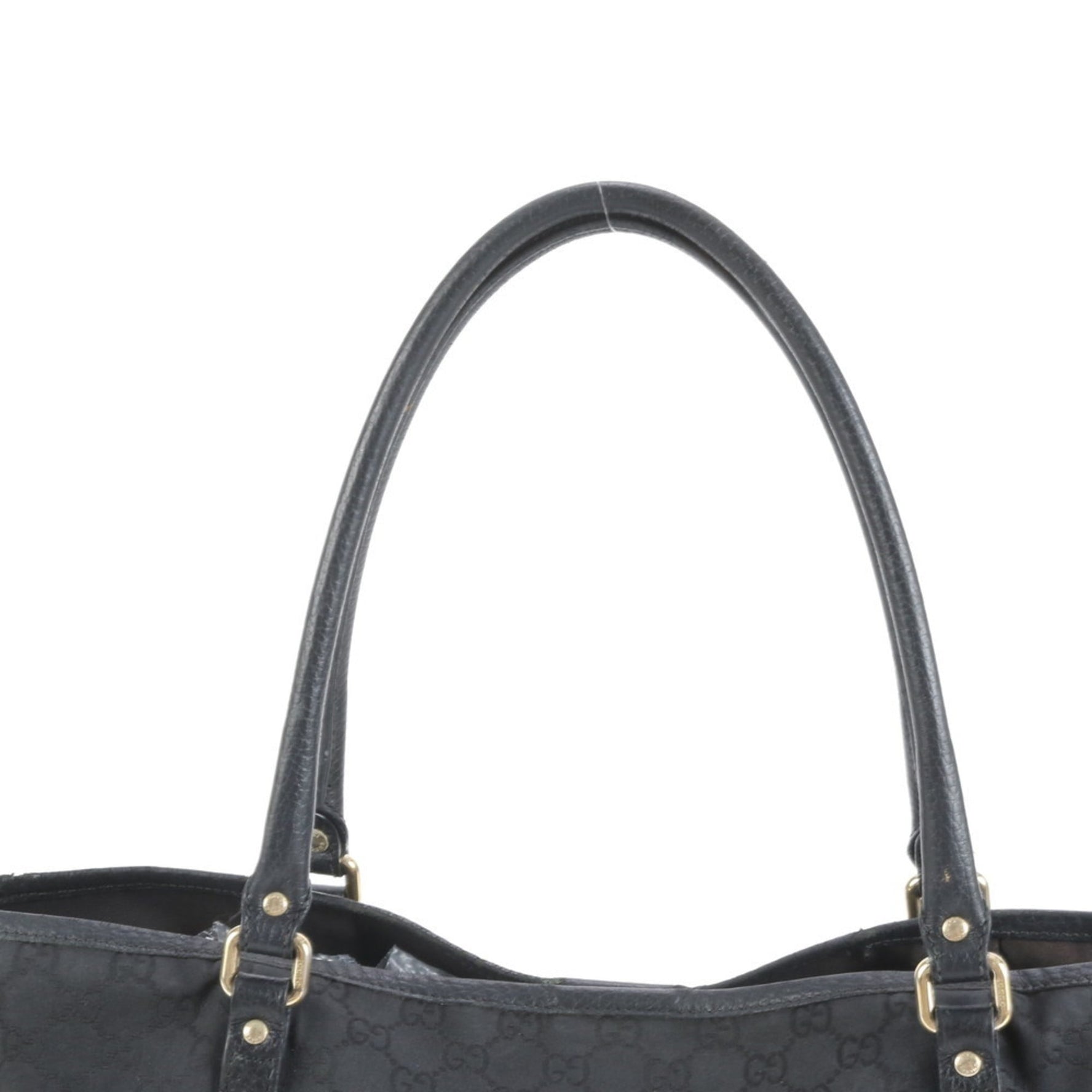 Gucci GG Canvas Leather Tote Bag, Shoulder Gold Hardware