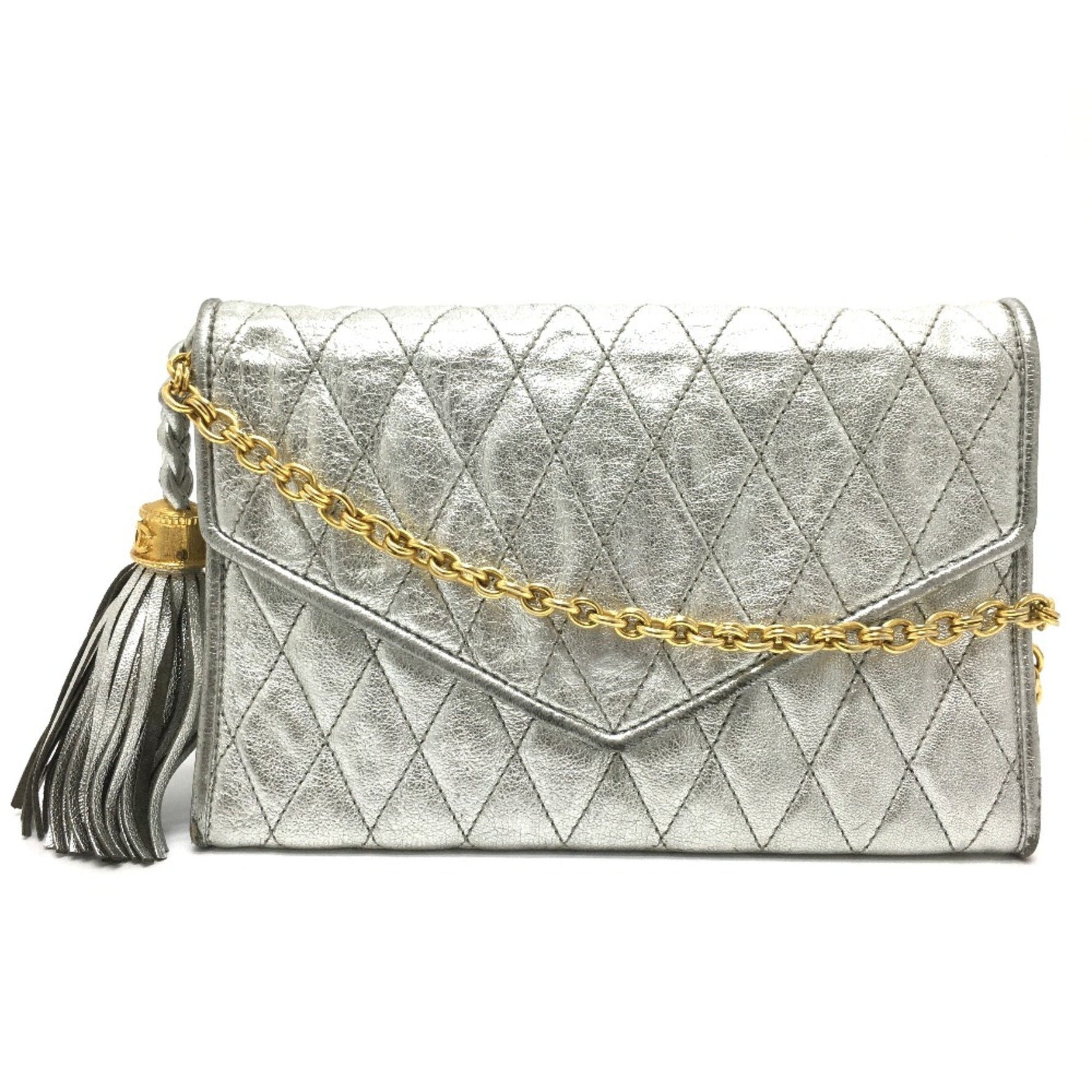 Chanel Quilted Matelasse Bag Chain Pochette Shoulder Bag x GoldHardware