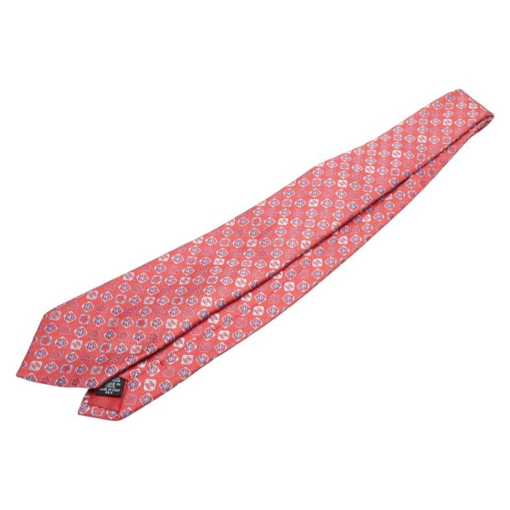 Chanel Coco Mark Camellia Motif Tie, Pink and Blue Silk