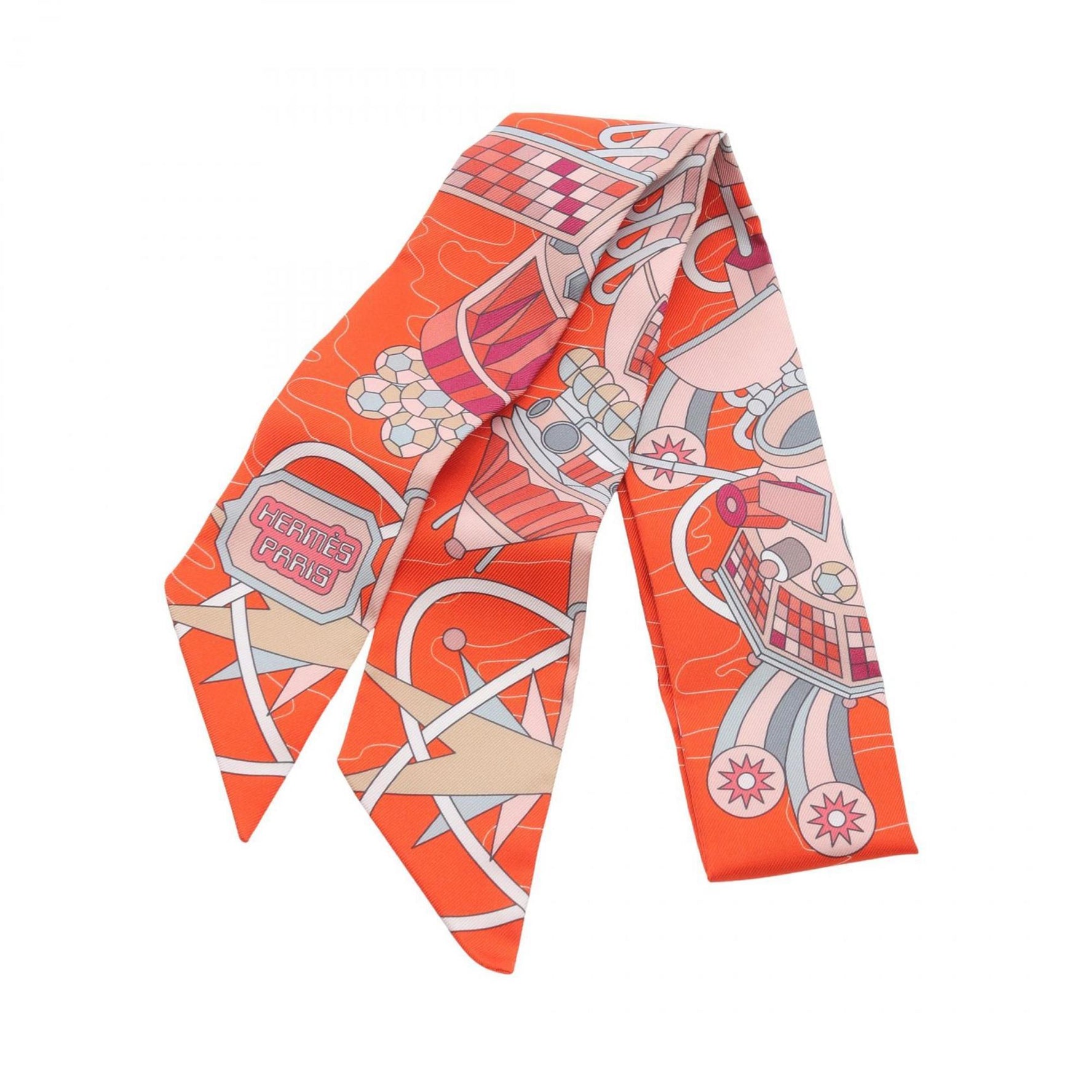 Hermes Hermès Odyssey Twilly Silk Scarf in Orange Multicolor