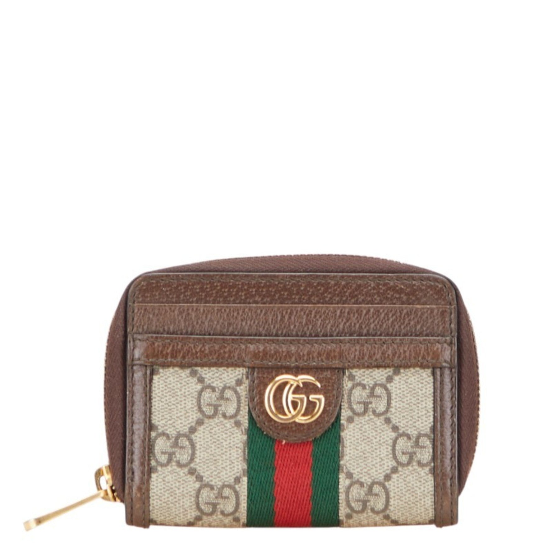 Gucci GG Supreme Ophidia Wallet/Coin Case Beige Brown Leather