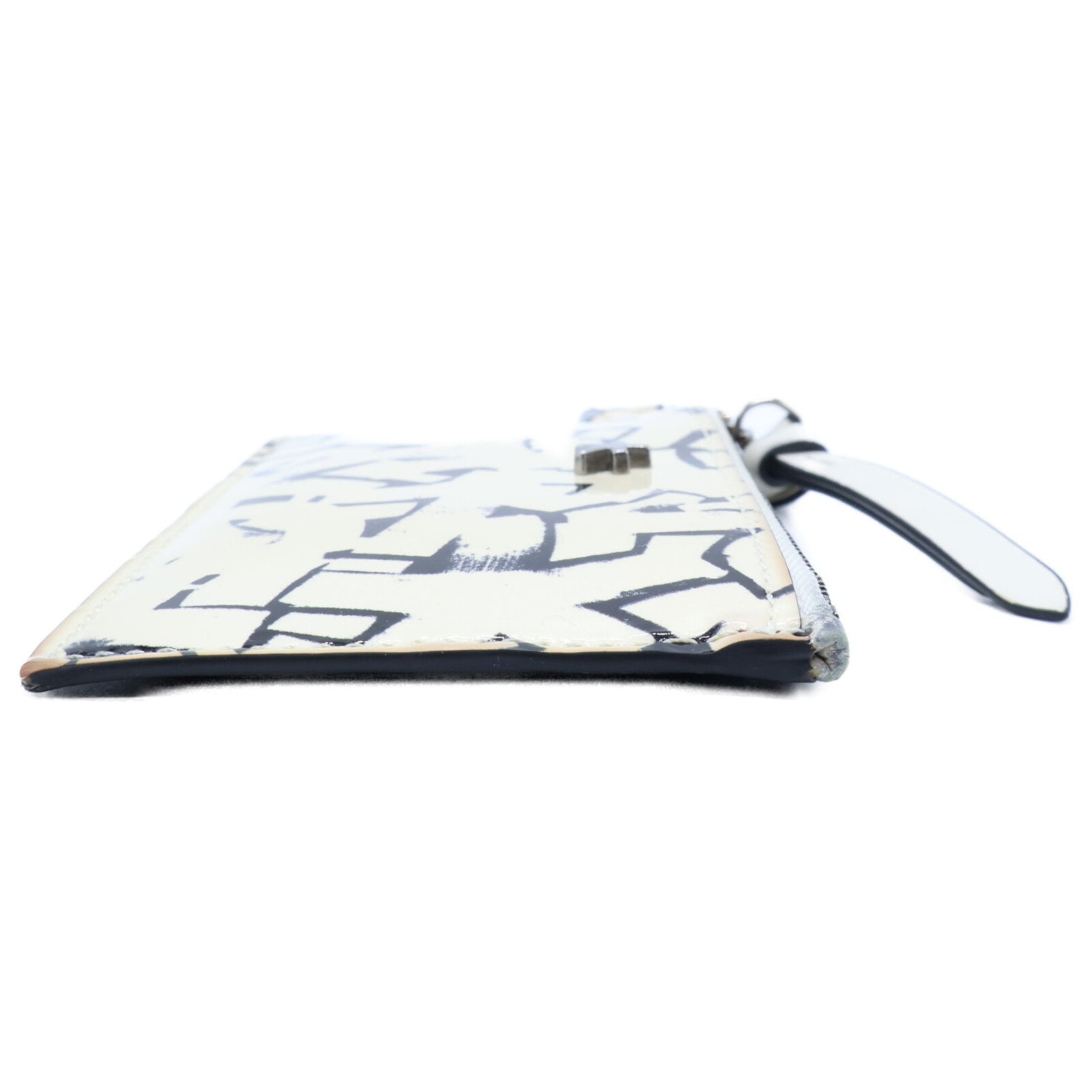 JIMMY CHOO x POGGY Eric Haze patent leather signature star motif business card holder/card case in white and black