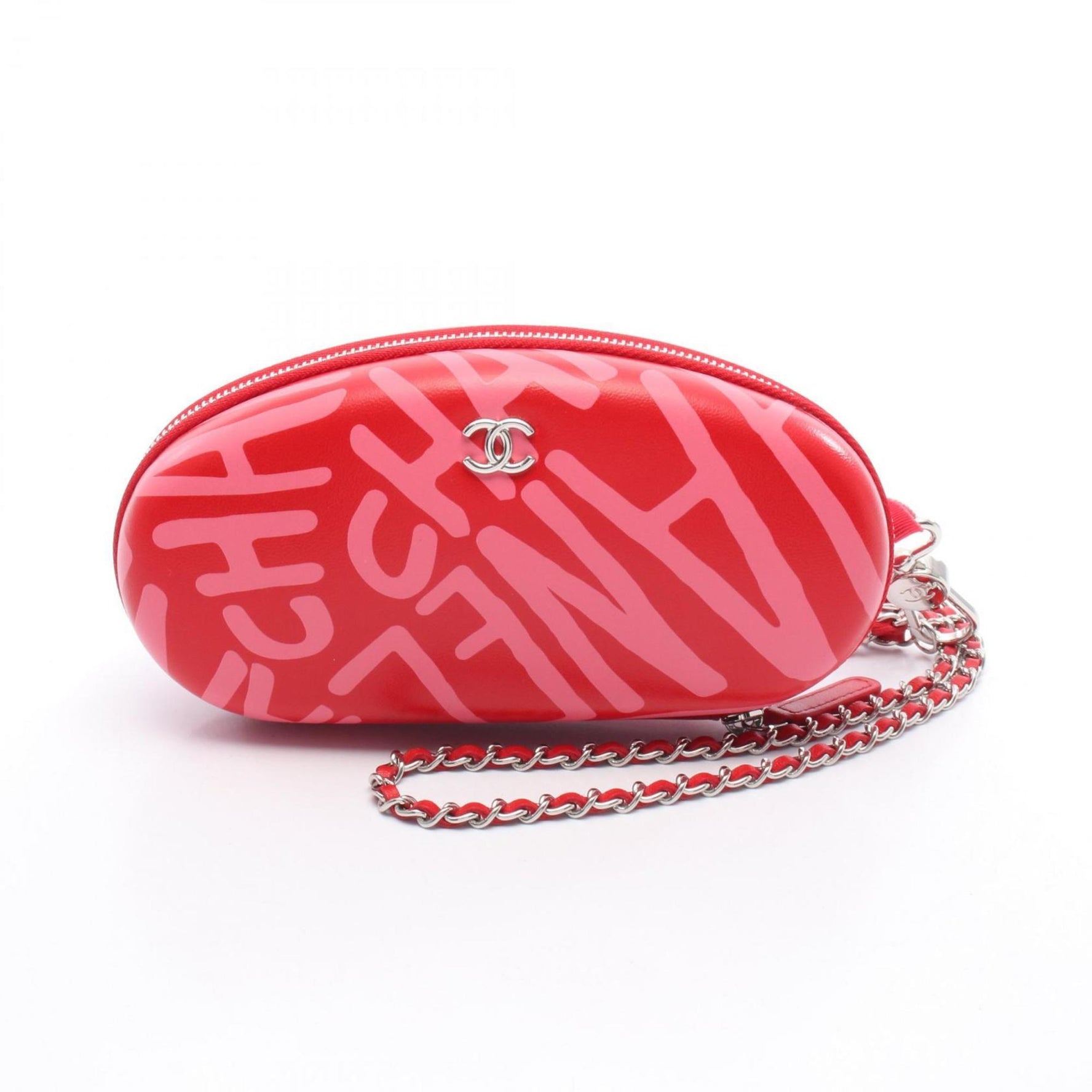 CHANEL Coconneige Convertible Zip-Around Sunglasses Case Shoulder Bag, Leather, Red/Pink