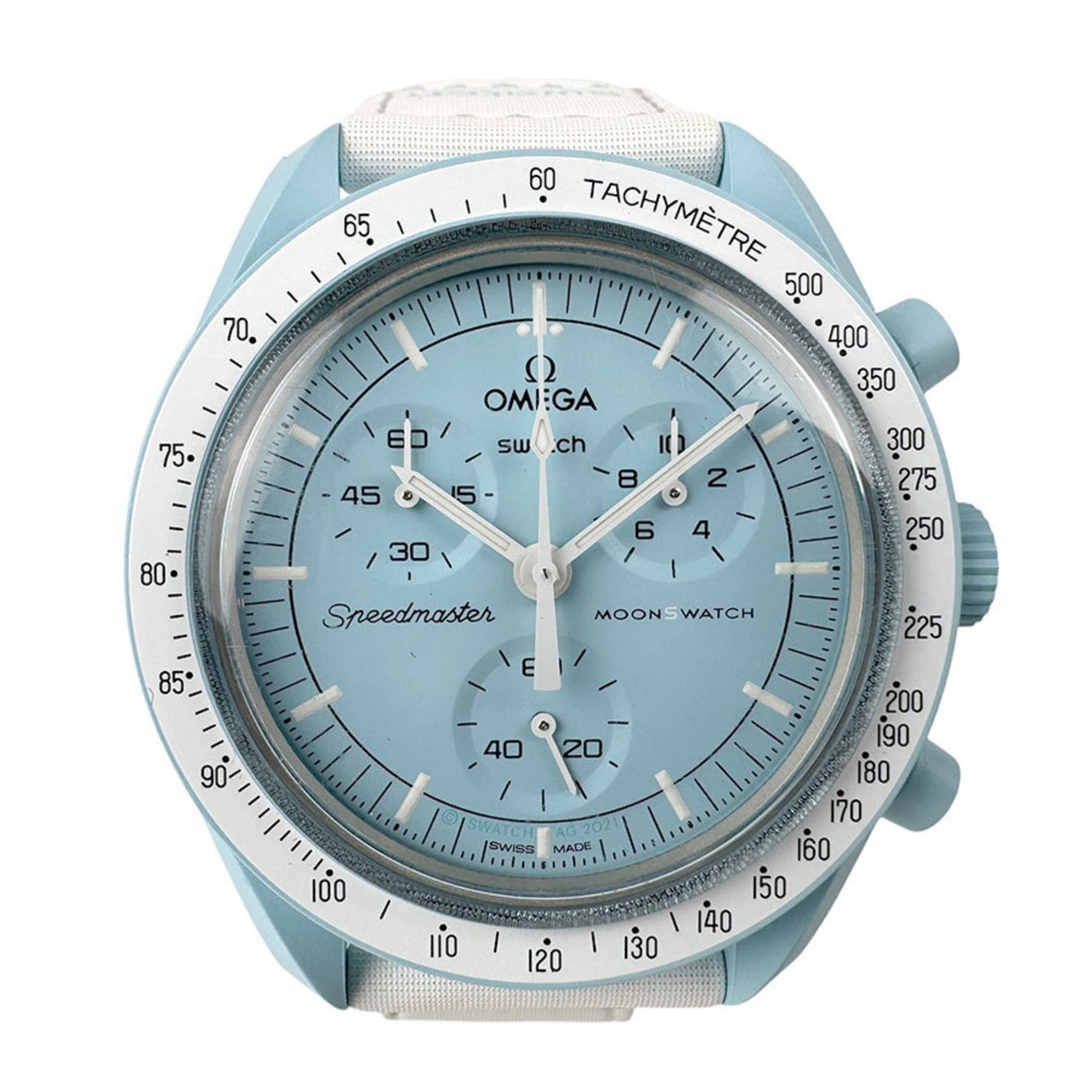 OMEGA SWATCH x Mission to Uranus Bioceramic Light Blue White Quartz Watch