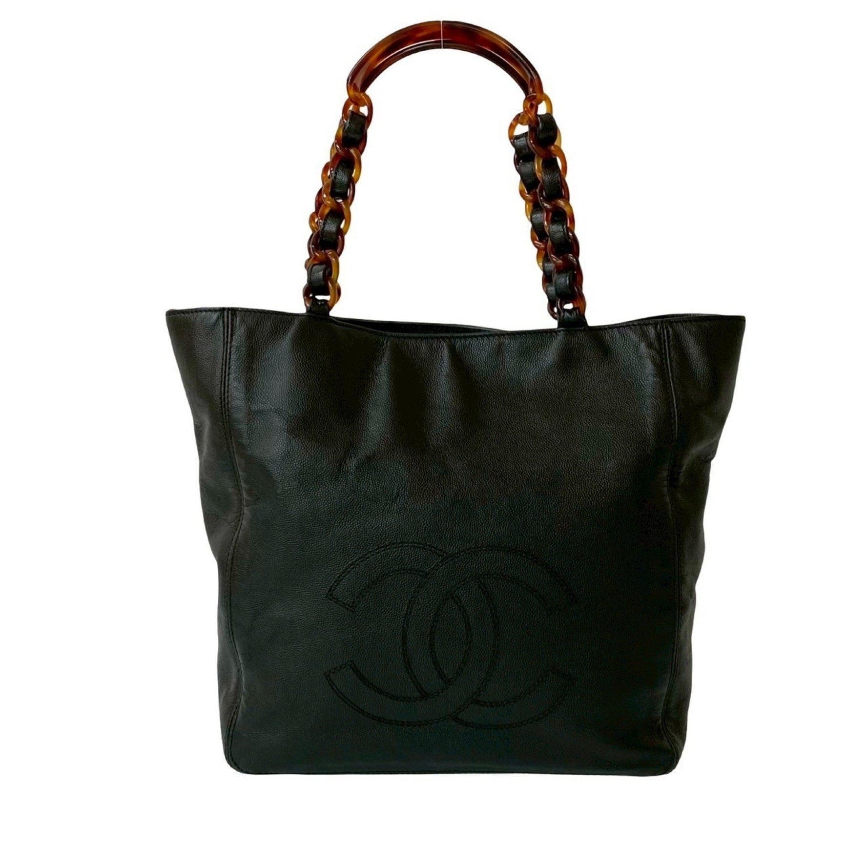 CHANEL Coco Mark Caviar Skin Mini Tote Bag in Black