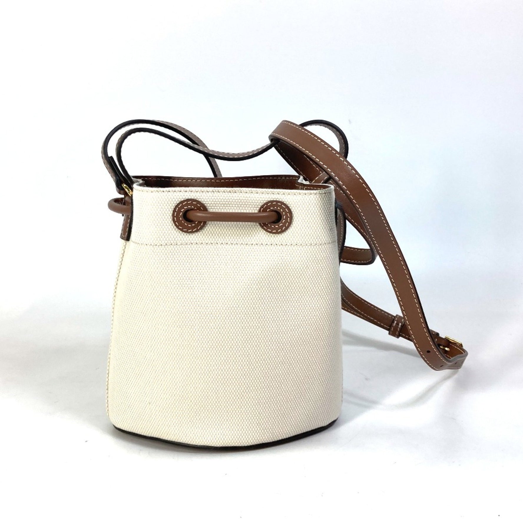 Burberry Shoulder Bag Bucket Crossbody Tote Bag IvoryBased Brown