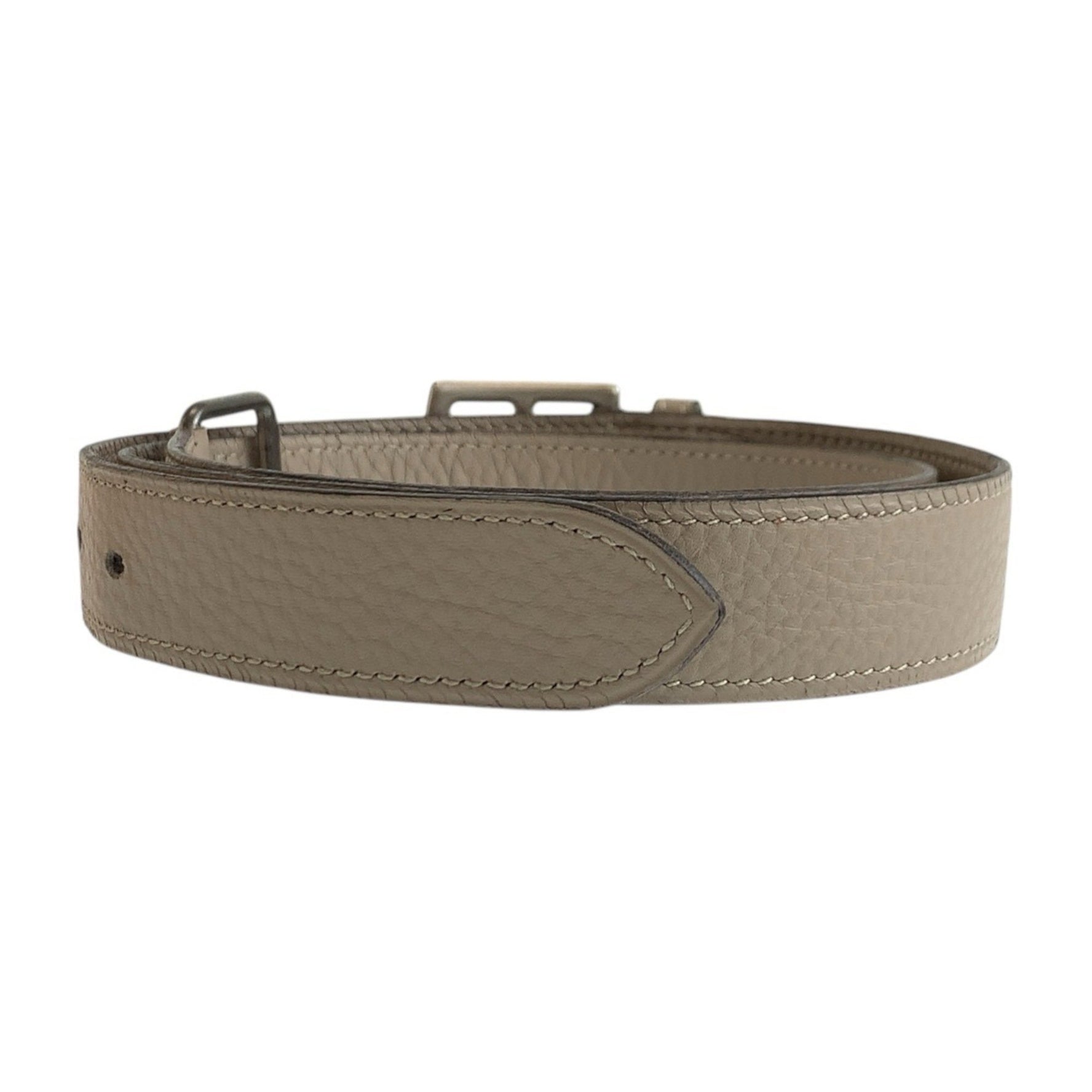 HERMES Etrivière Togo Leather Belt with Silver Hardware and D Stamp