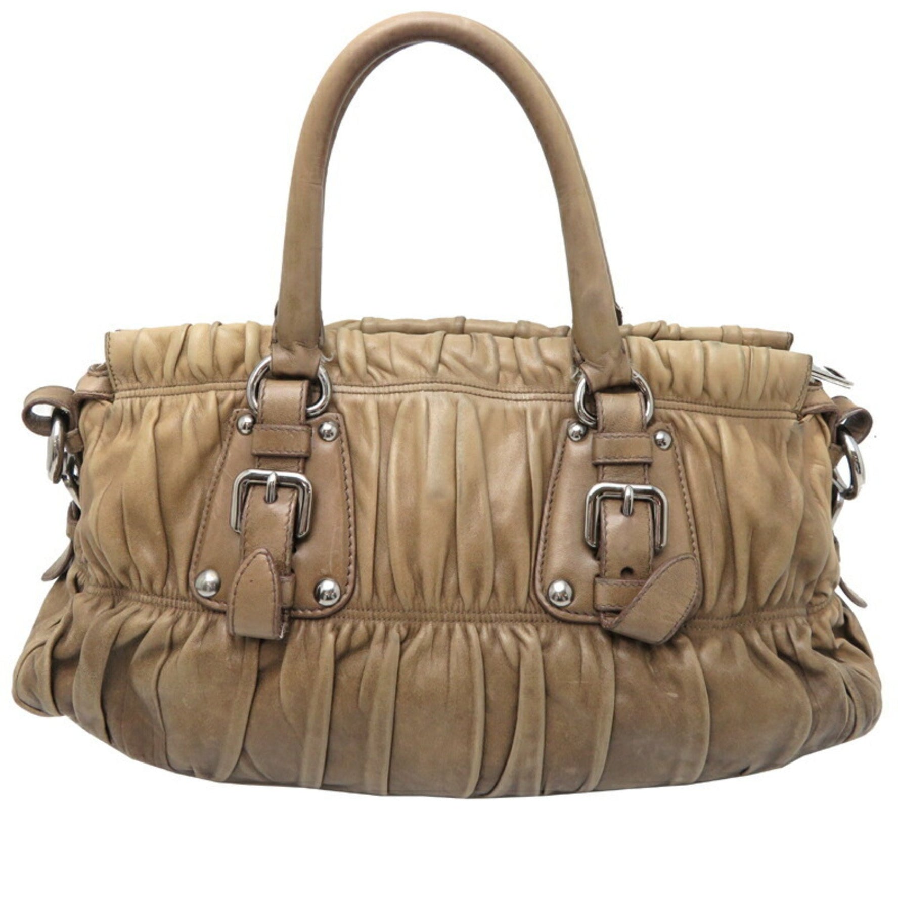 Prada bag handbag leather khaki (beige)