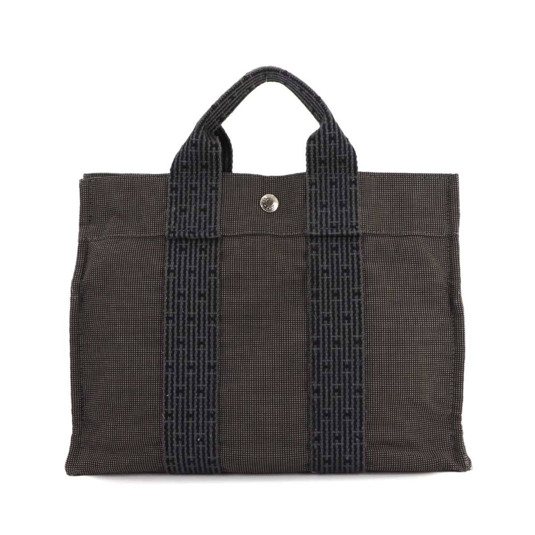 Hermes Hermès Herline Tote Bag PM, Gray Canvas with Silver Hardware