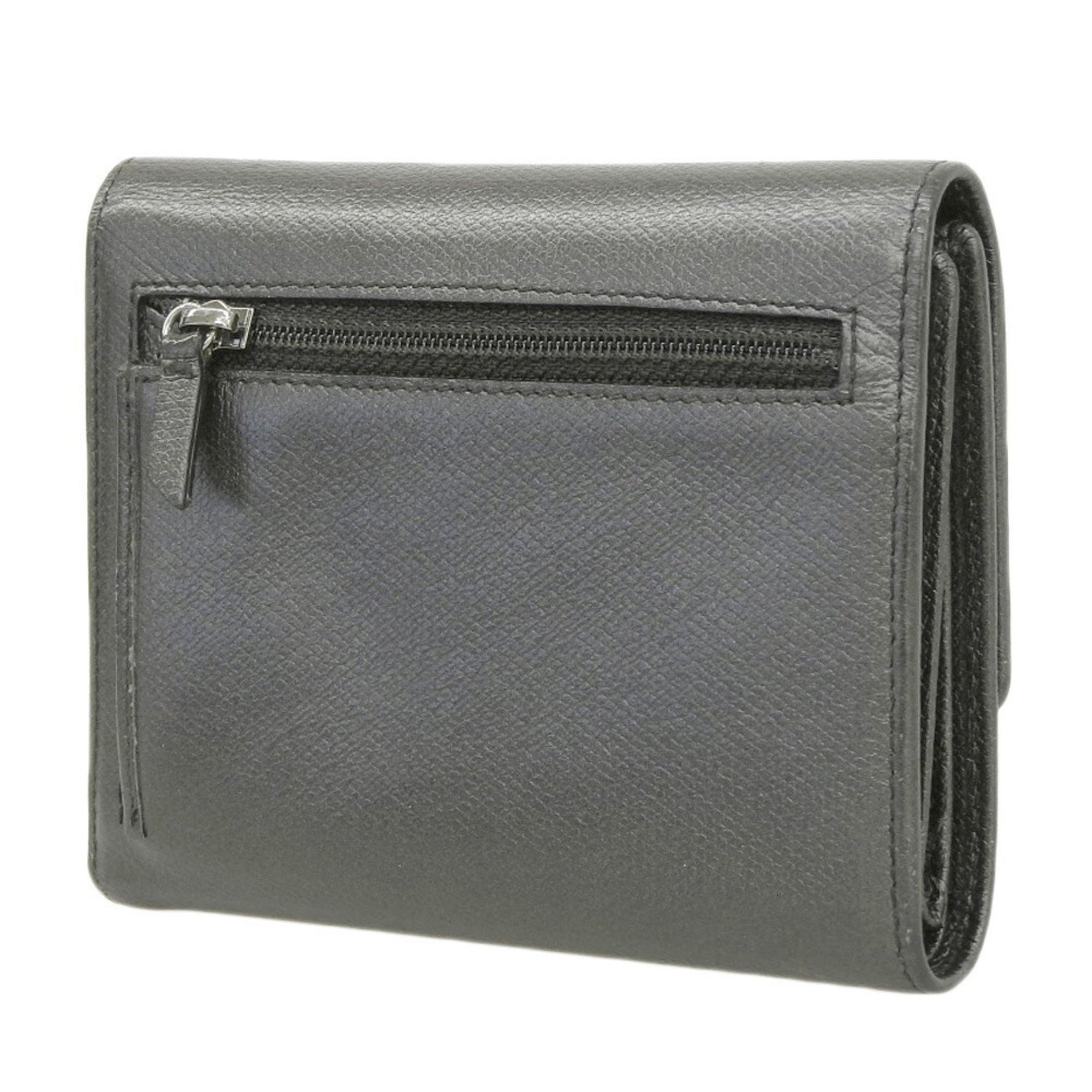Chanel here mark logo button tri-fold wallet leather with seal 10 series
