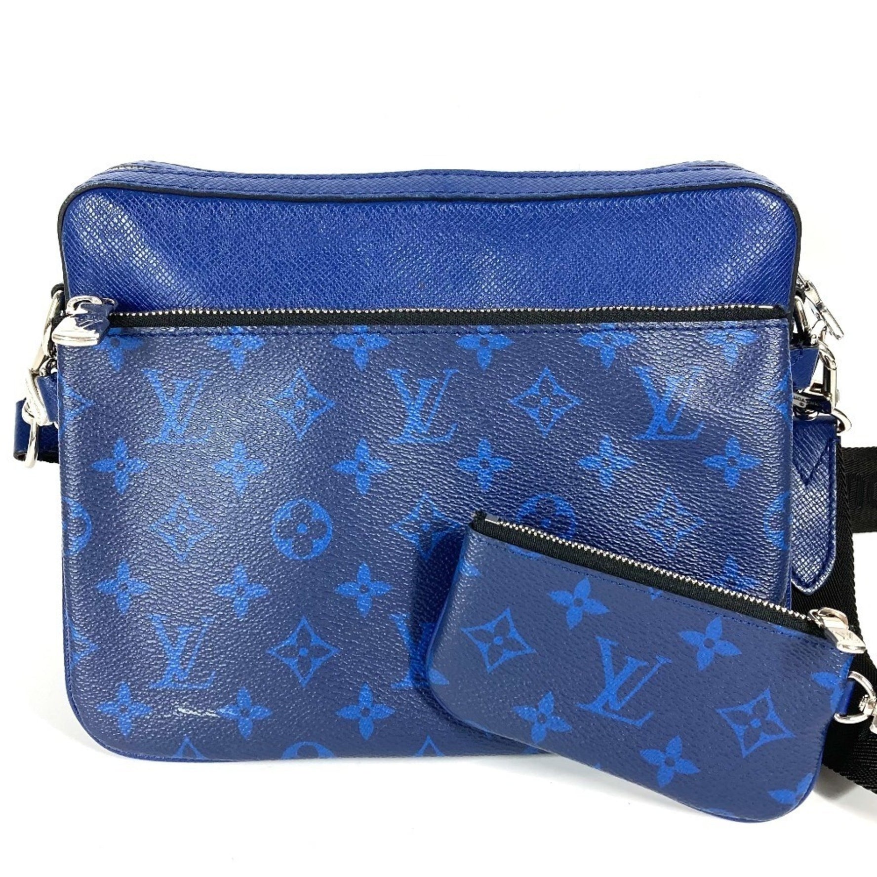 Louis Vuitton Taiga Rama Trio Messenger Crossbody Bag with Wallet and Coin Case Purse Shoulder Leather Monogram Canvas Men's