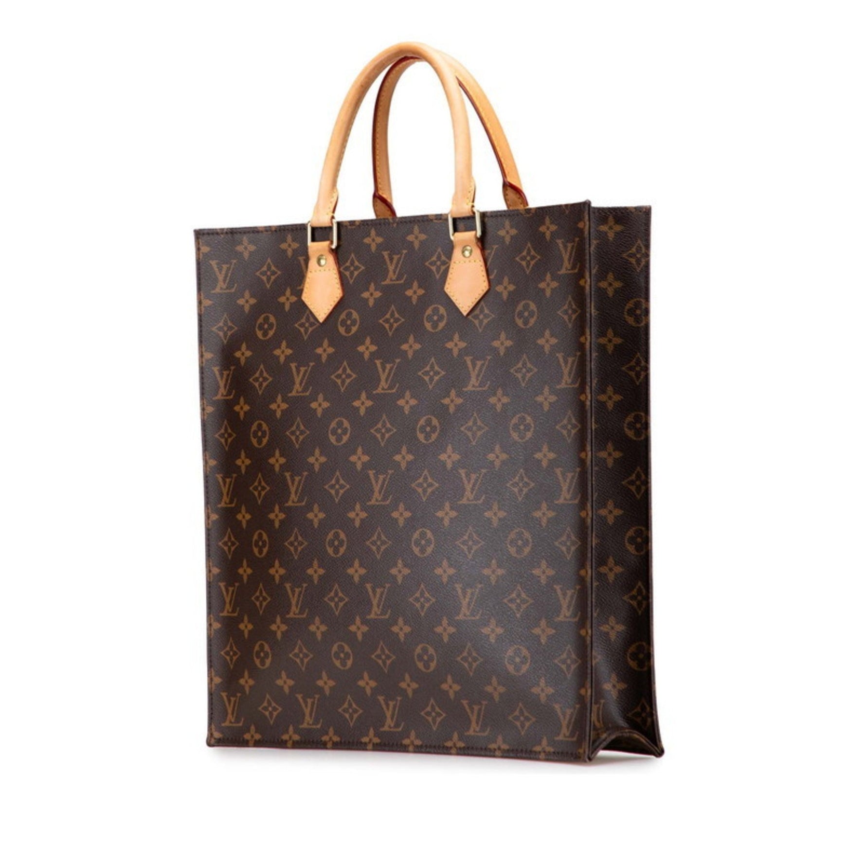 Louis Vuitton Monogram Sac Plat Handbag Tote Bag Leather LOUIS VUITTON