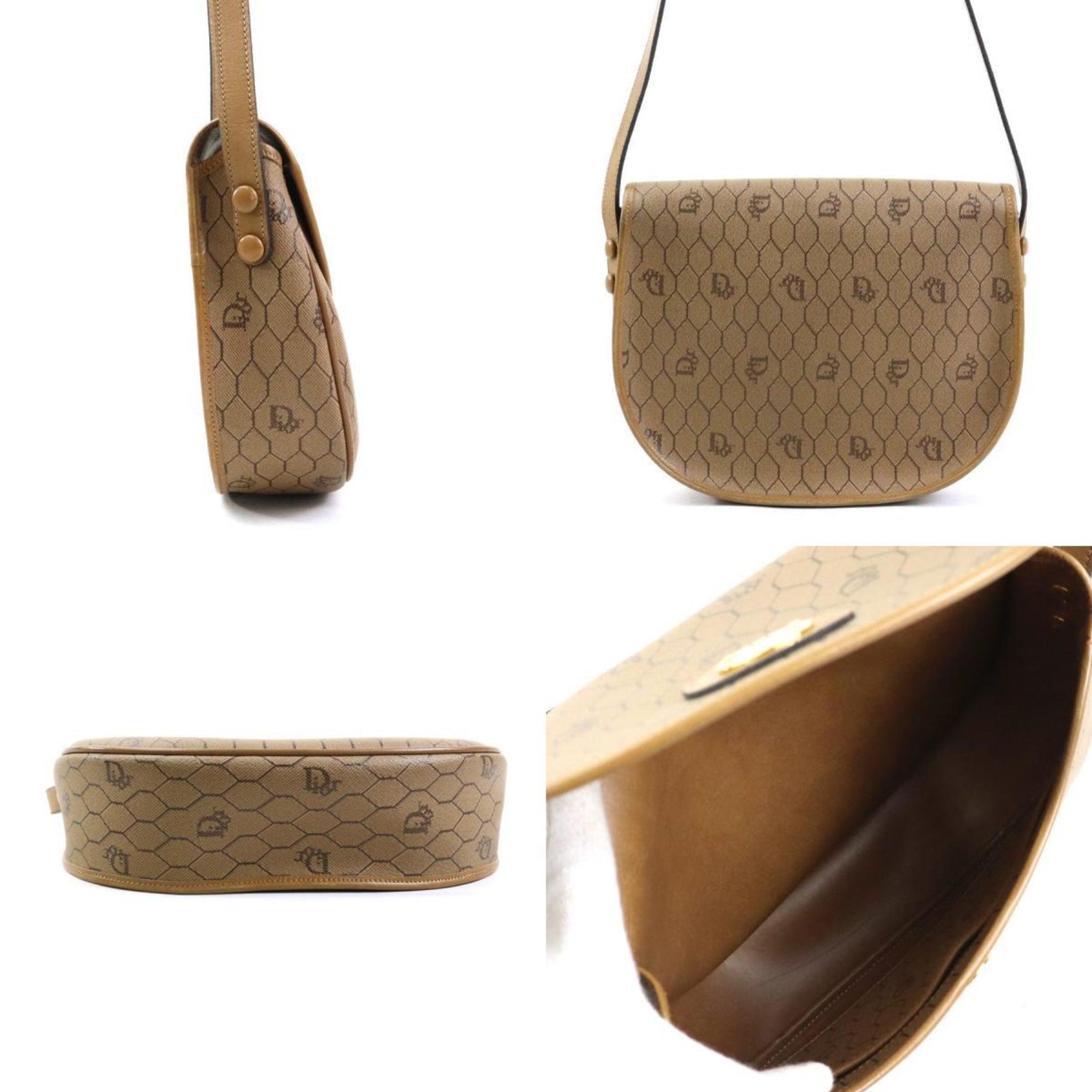 Christian Dior Shoulder Bag Leather Light Brown