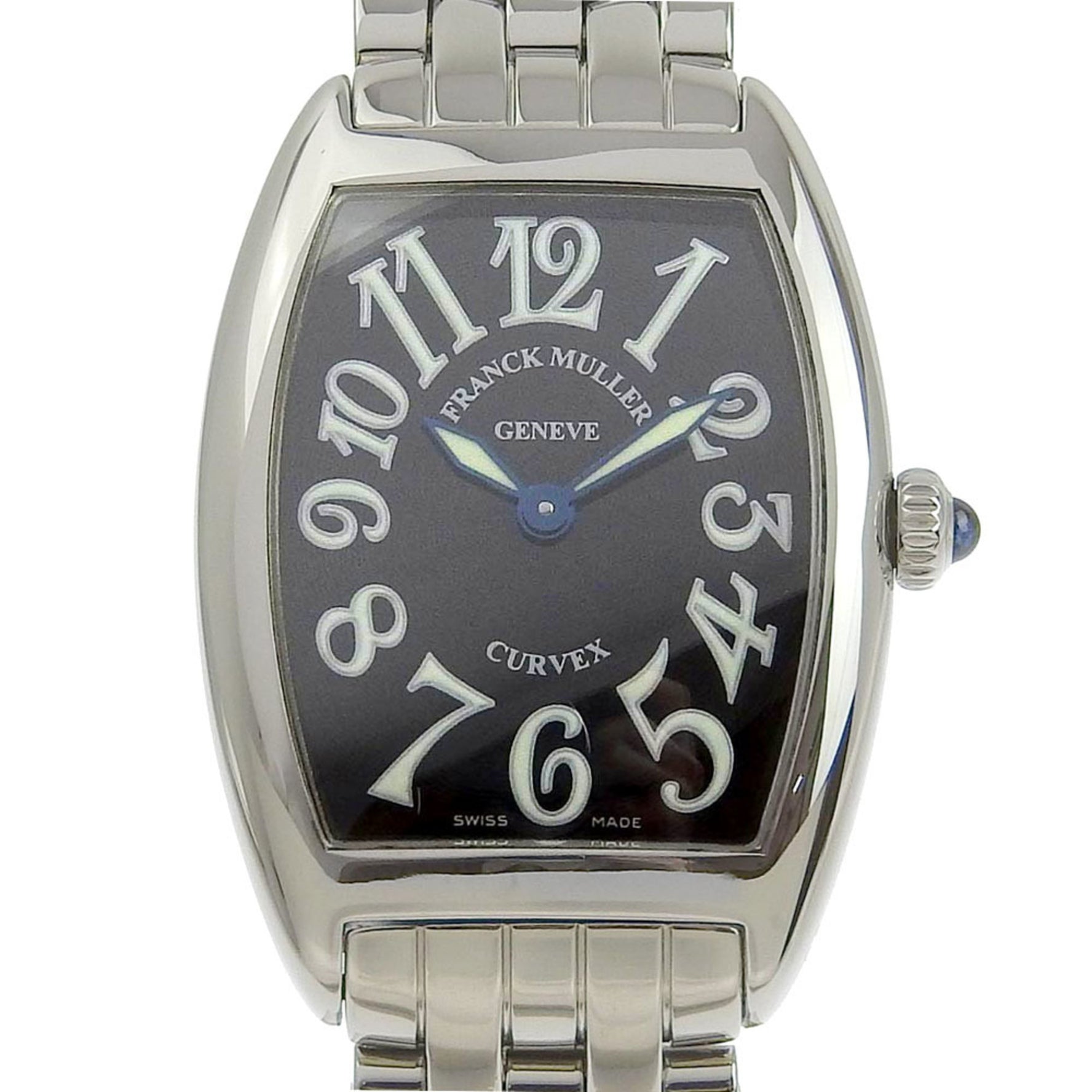 FRANCK MULLER Franck Muller Tonneau curvex 1752QZ stainless steel quartz analog display ladies black dial watch